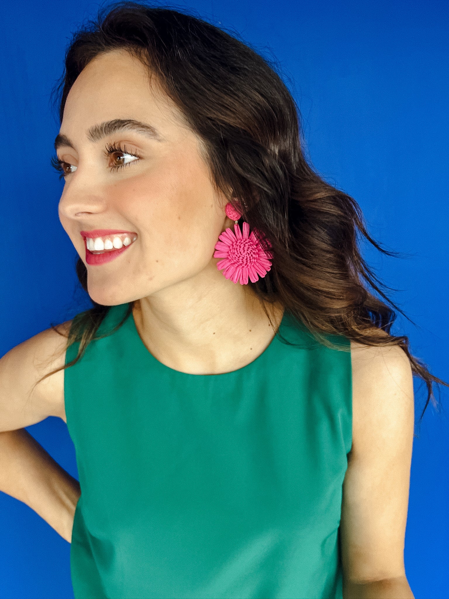 Betsy Flower Earrings -  Raspberry