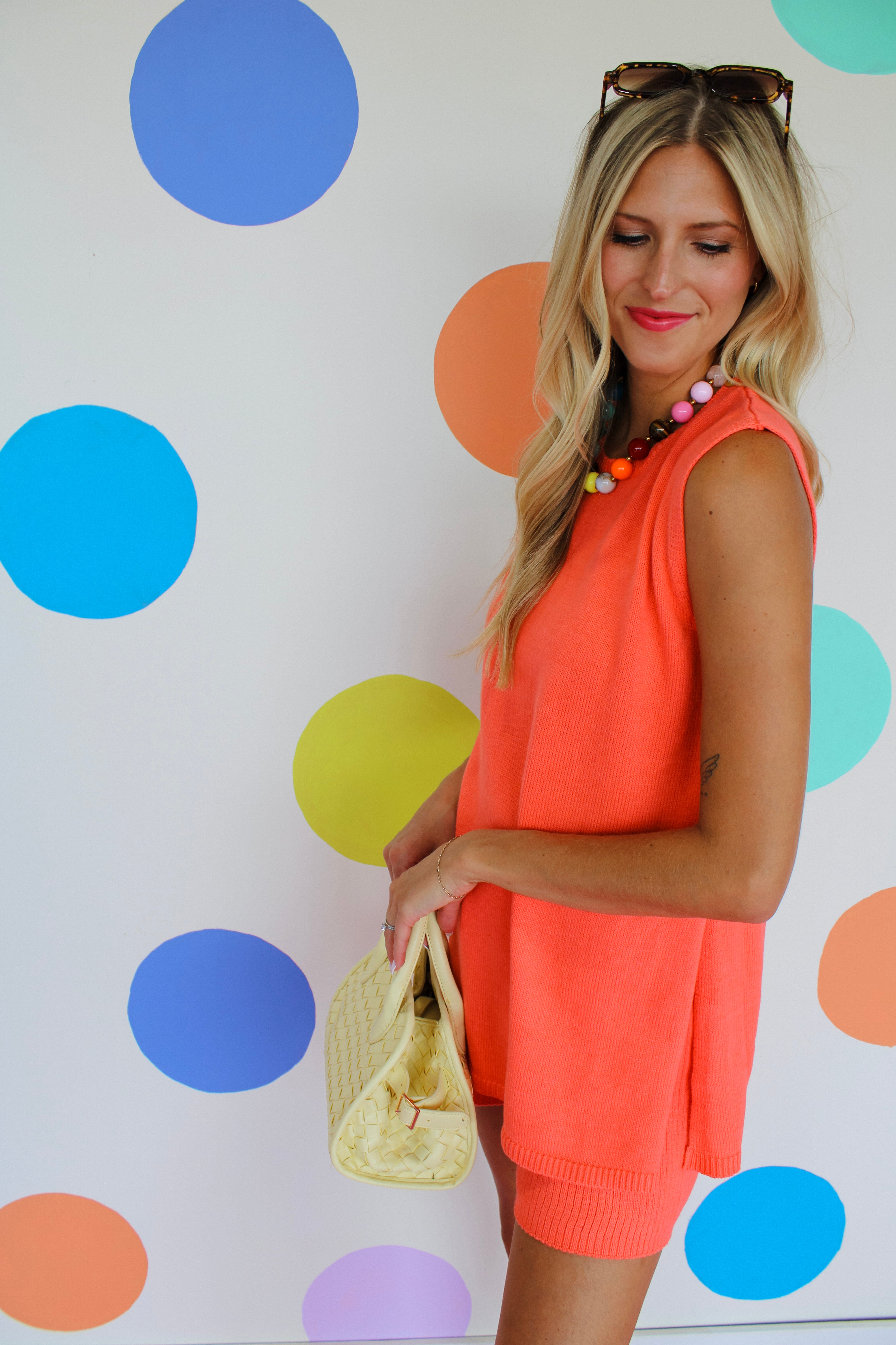 Quinn Knit Top & Short Set - Coral