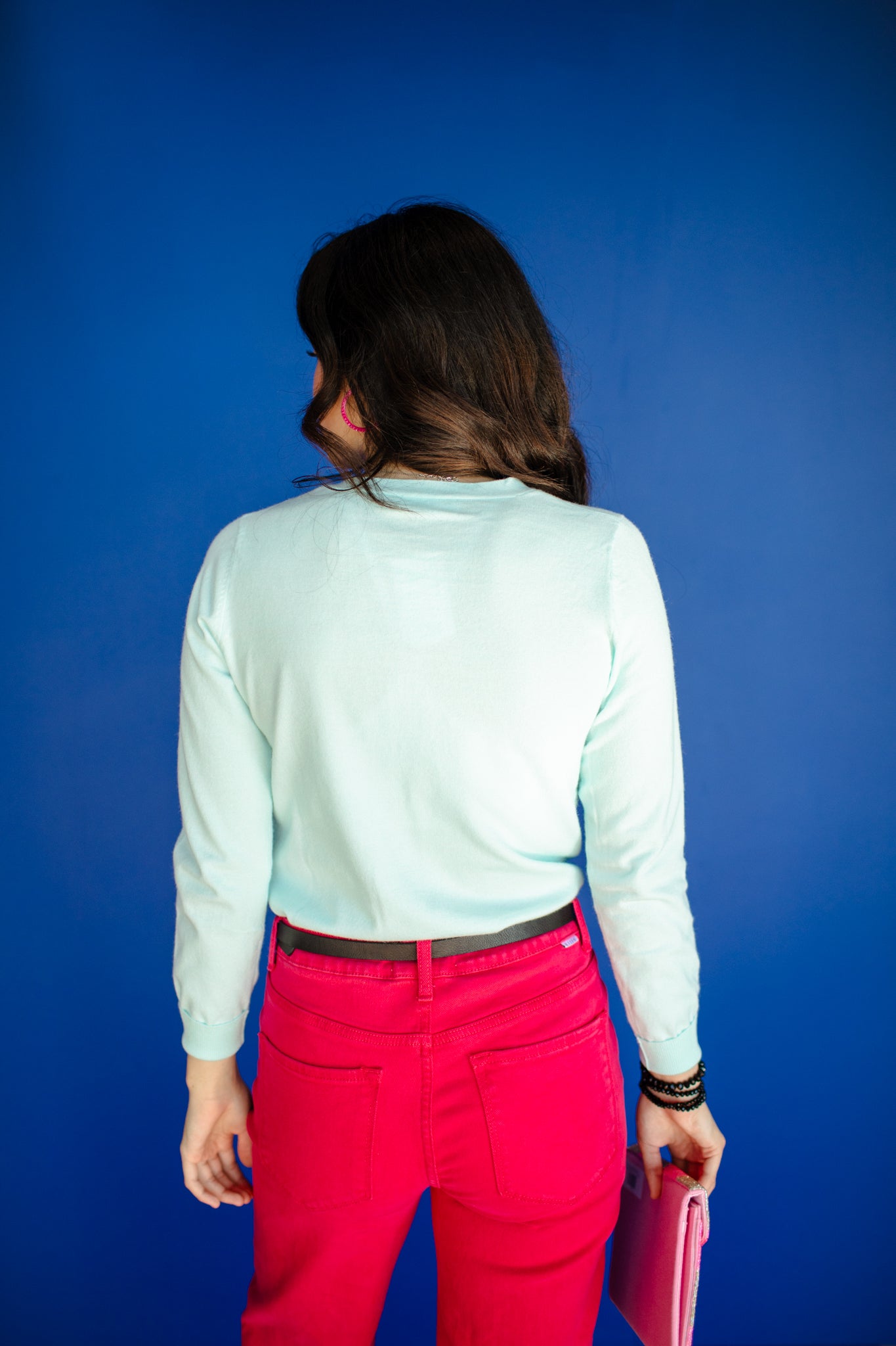 [Ellevate Basics] Elizabeth V-Neck Sweater - Ice Aqua