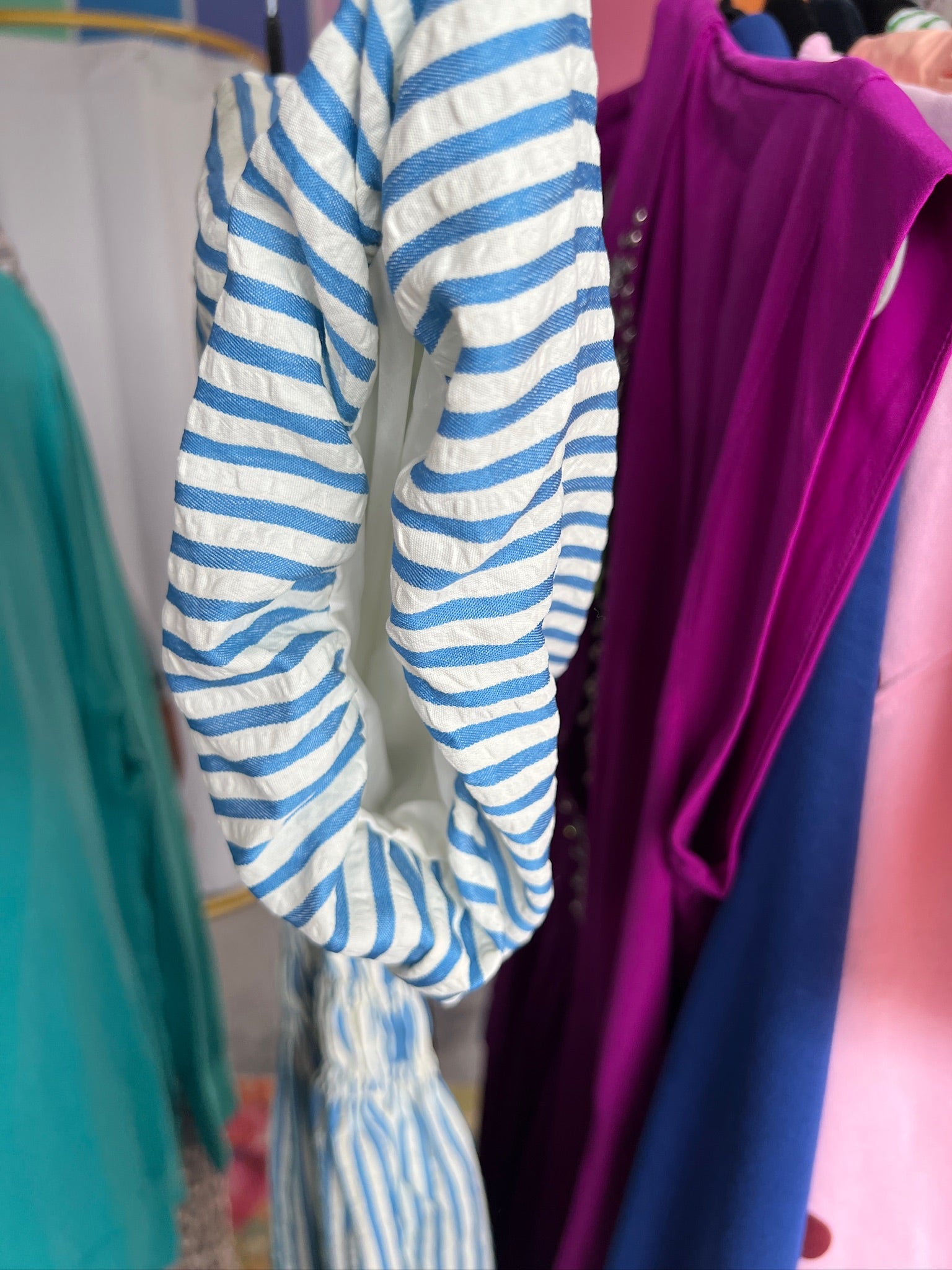 [Defect Sale] Sylvie Maxi Dress - Cream + Oxford Blue - SMALL