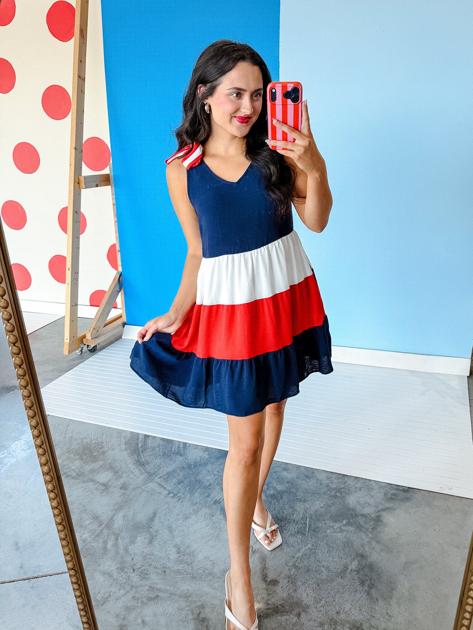 Justice Colorblock Mini Dress - Navy + Cool Red