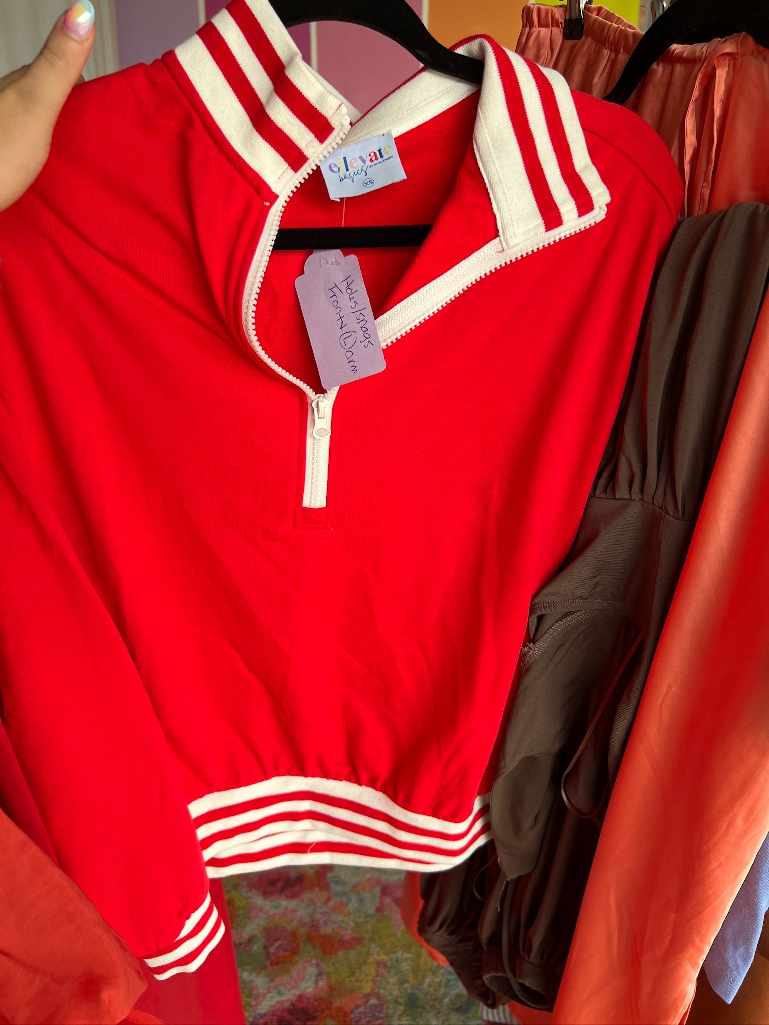 [Defect Sale] [MyEllement Exclusive] Scarlett Varsity Quarter Zip - True Red - XSMALL