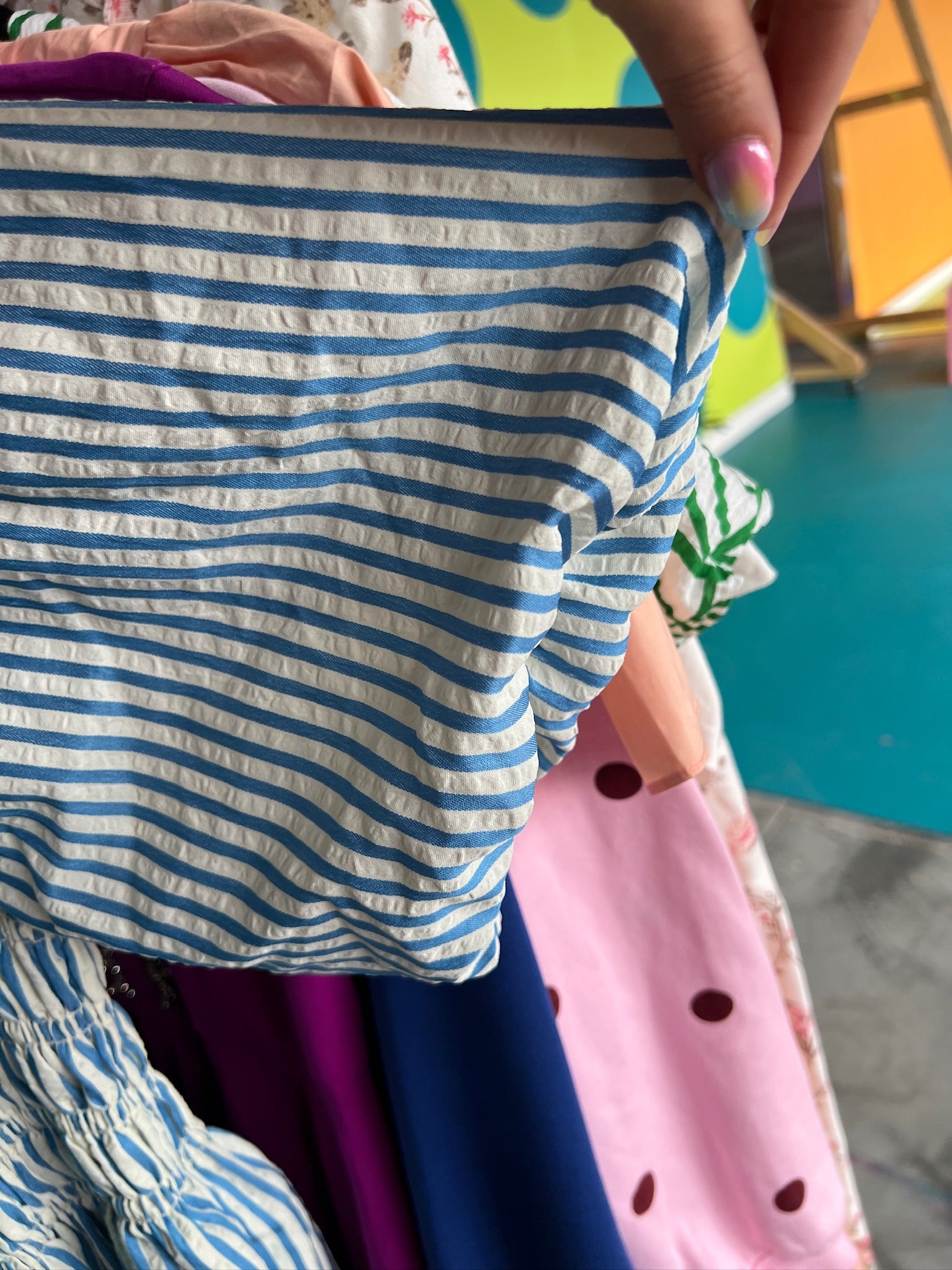 [Defect Sale] Sylvie Maxi Dress - Cream + Oxford Blue - SMALL