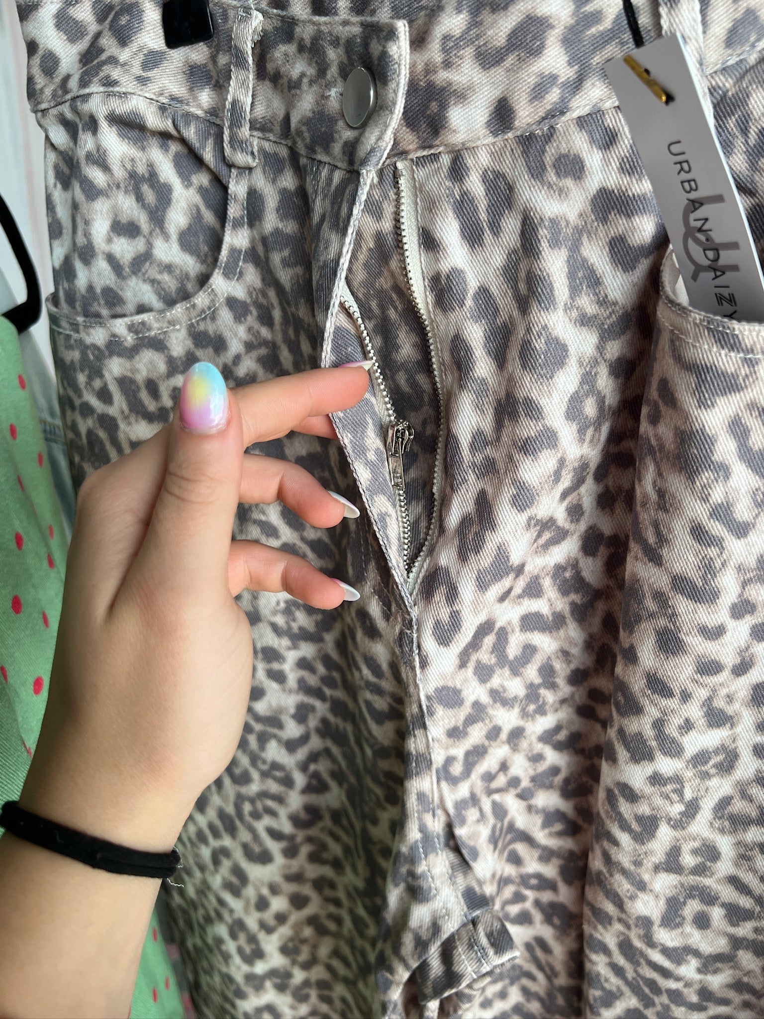 [Defect Sale] Daya Leopard Straight Leg Pants - Mushroom + Grey - LARGE