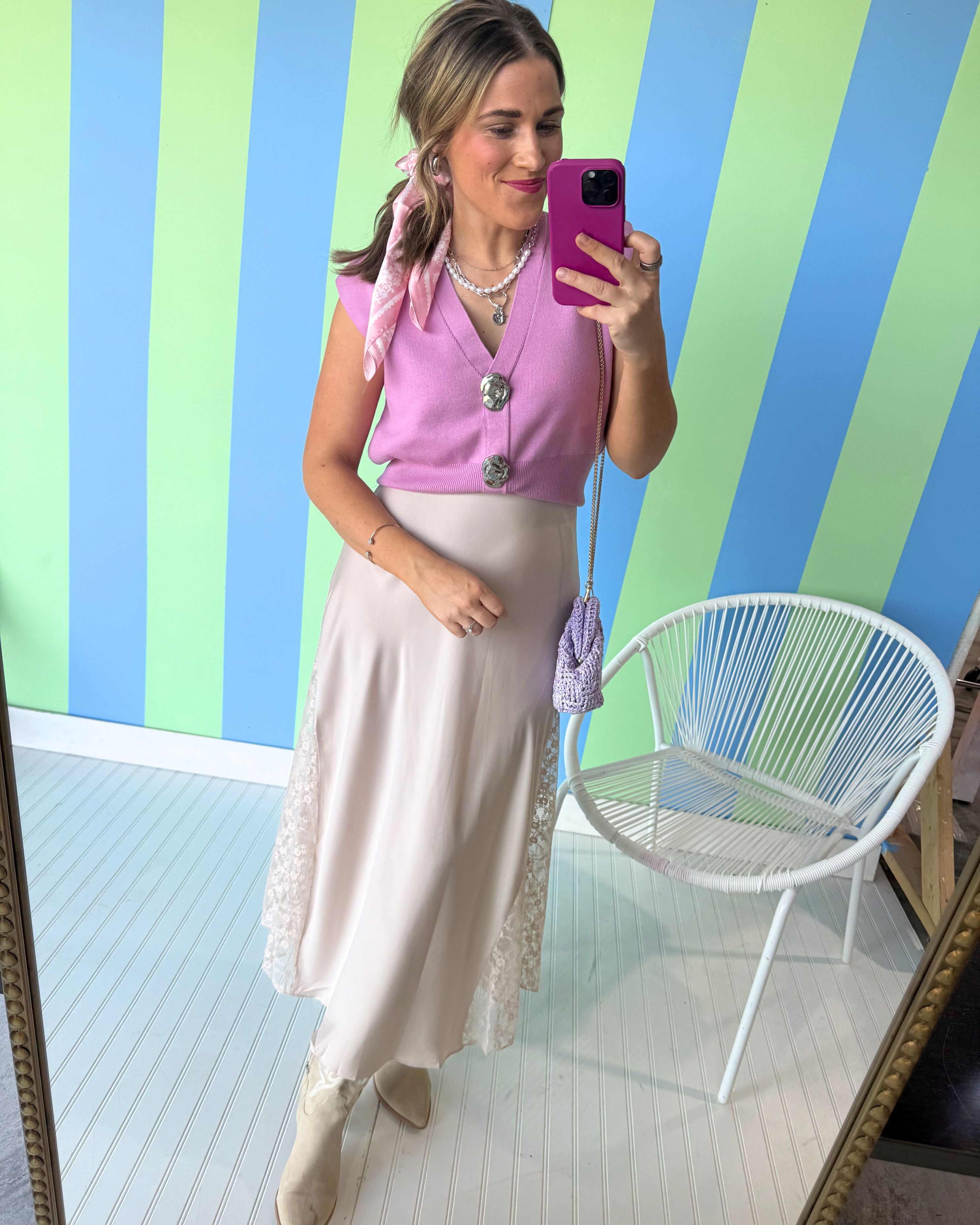Ivy Satin Midi Skirt