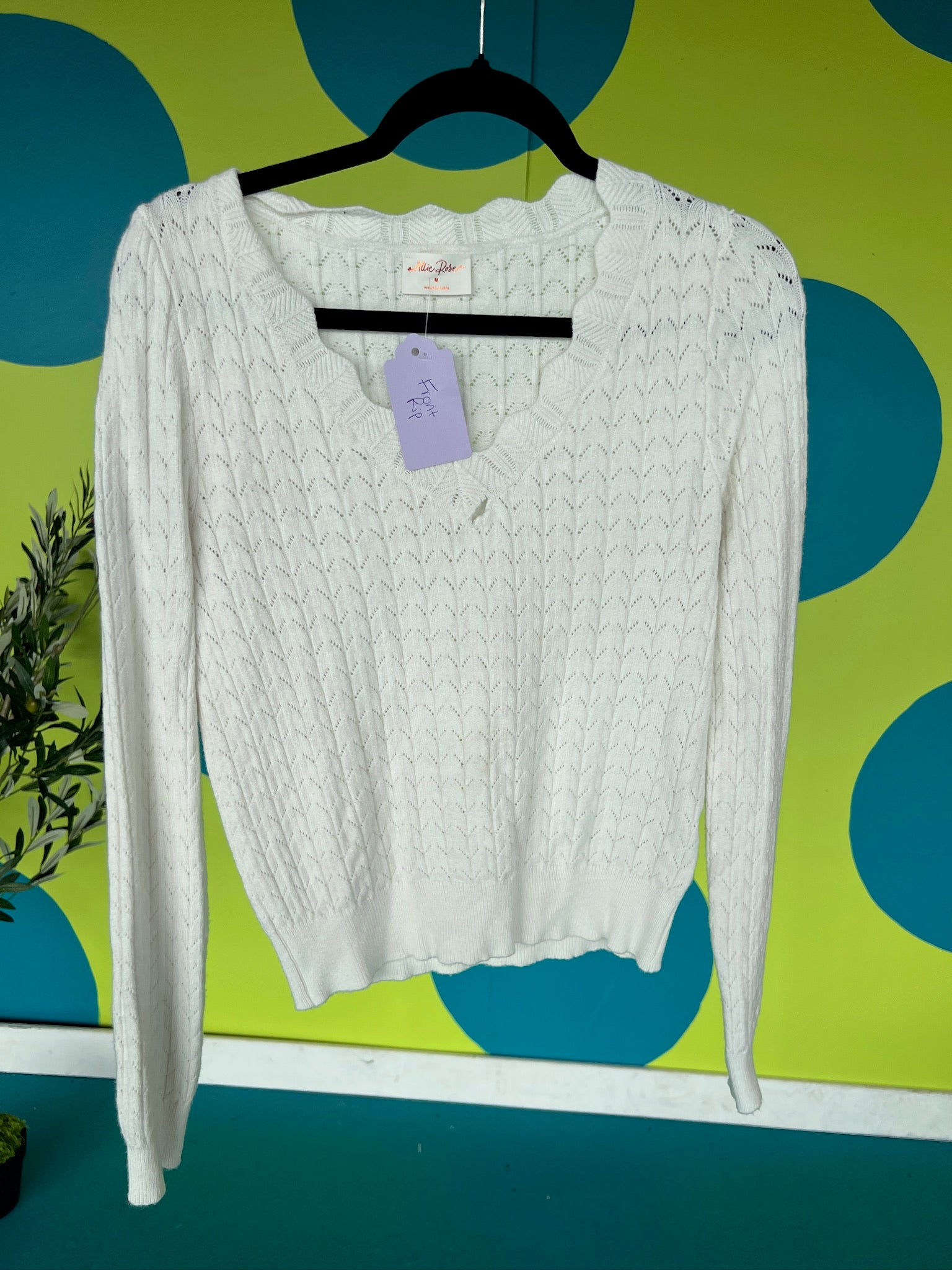 [Defect Sale] Sonnet V-Neck Pointelle Sweater - MED