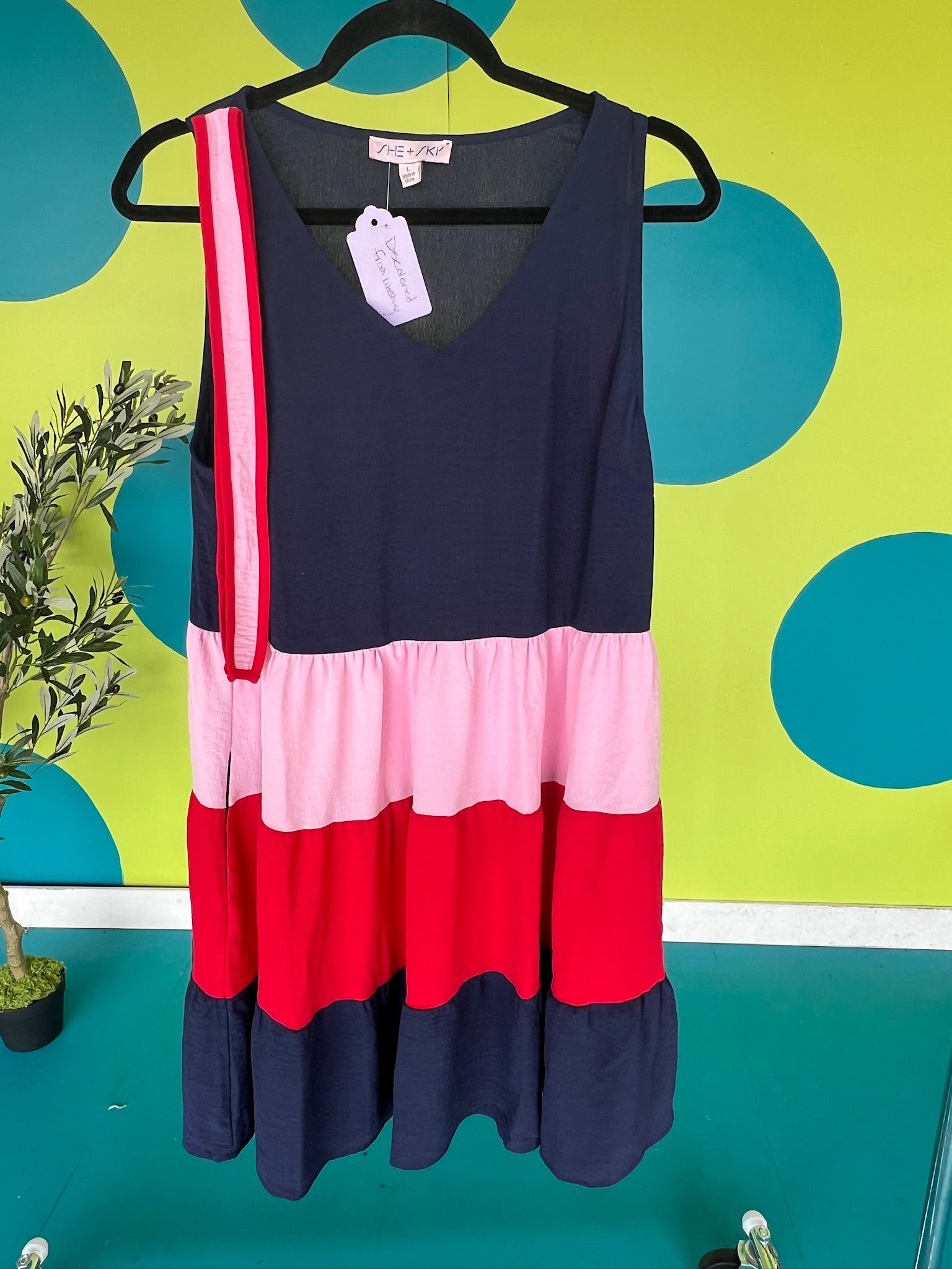 [Defect Sale] Justice Colorblock Mini Dress - Navy + Cool Red -LARGE