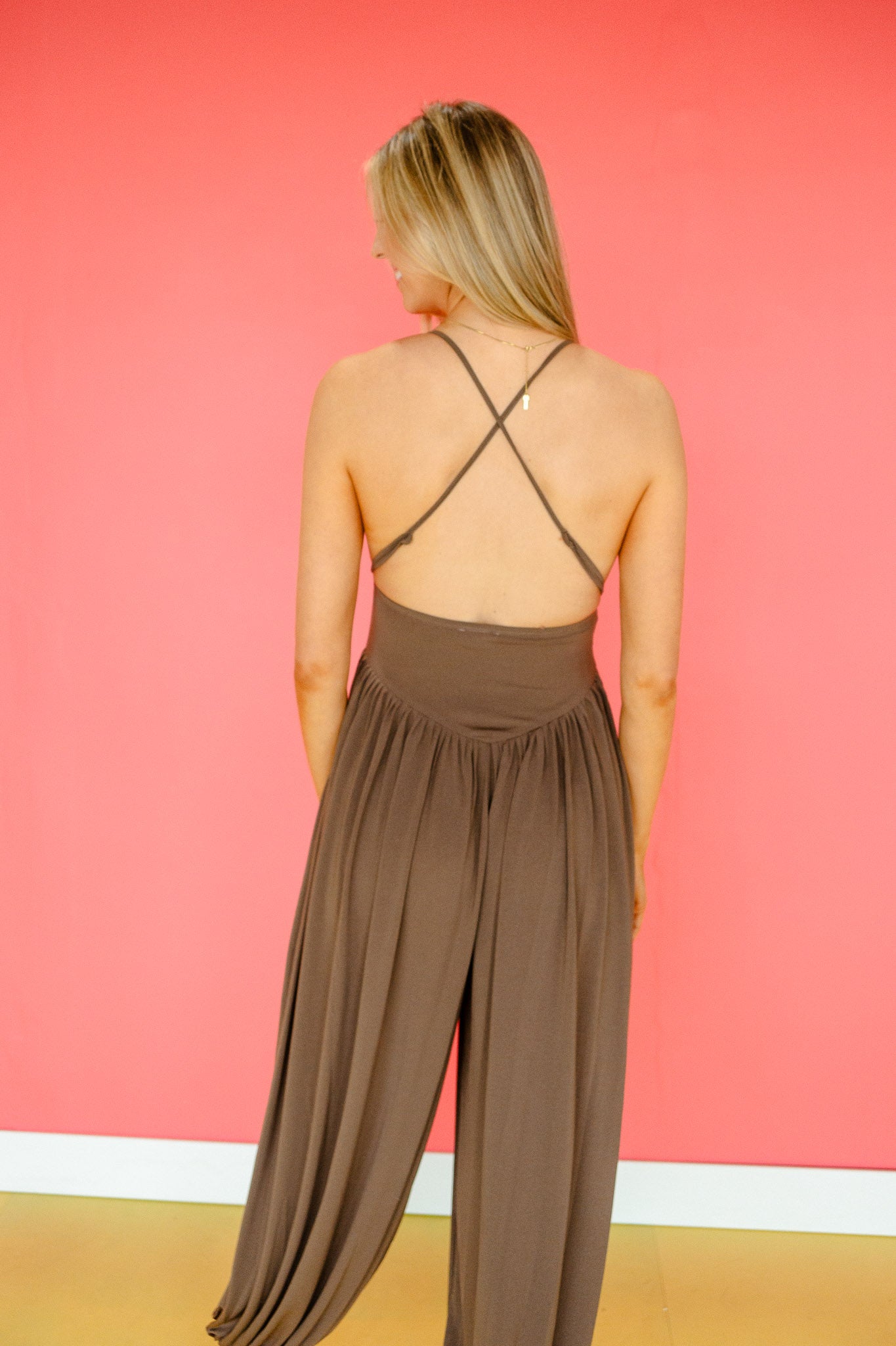 Tammy V-neck Relaxed Leg Jumpsuit - Brown