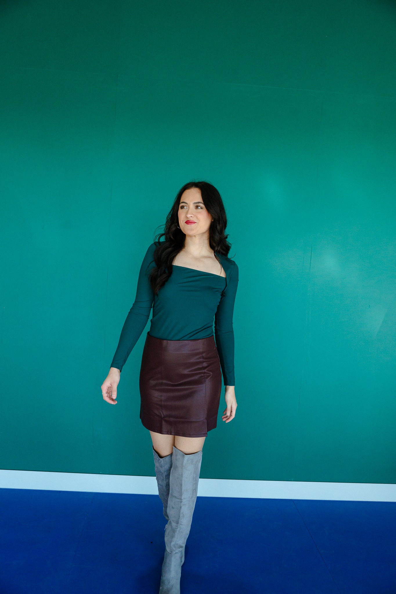 Brianne Square Neck Shrug Top - Cool Green