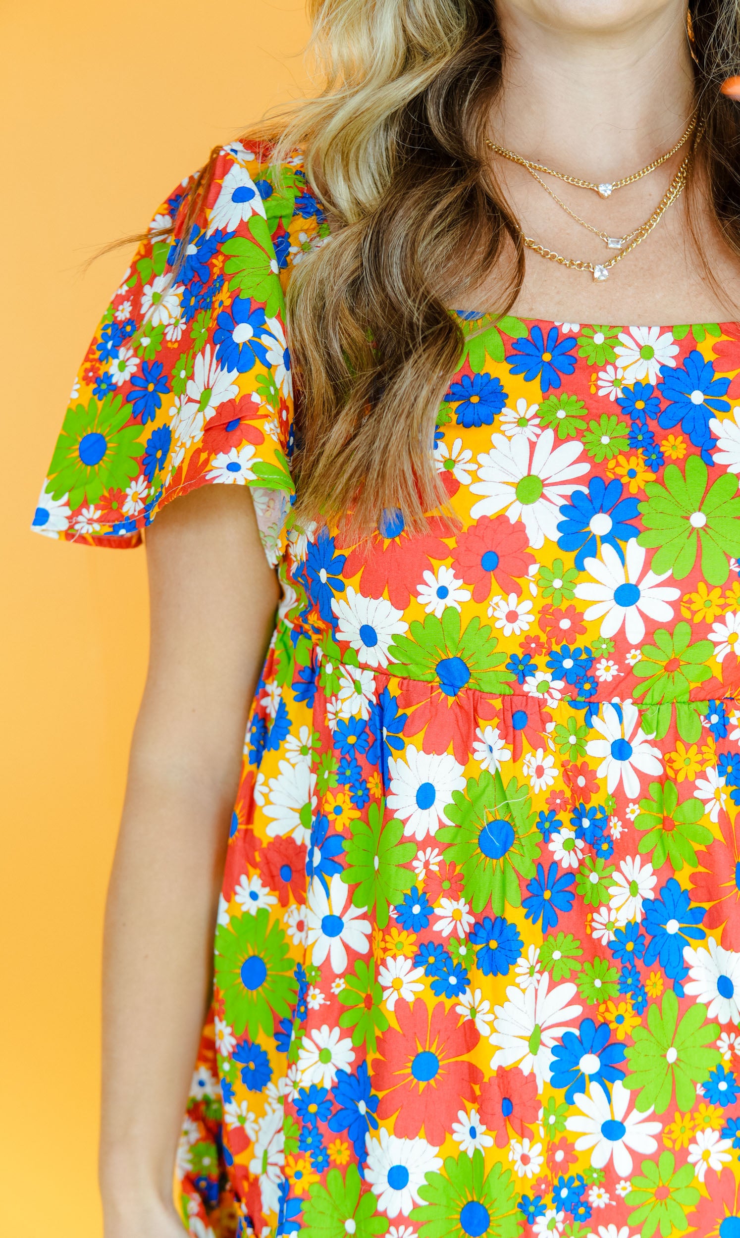 Beckie Floral Mini Dress - Lime + Saffron + Heliotrope