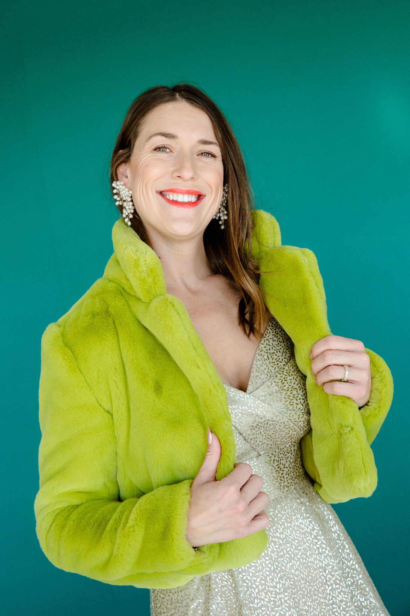 Dallas Faux Fur Jacket - Lime