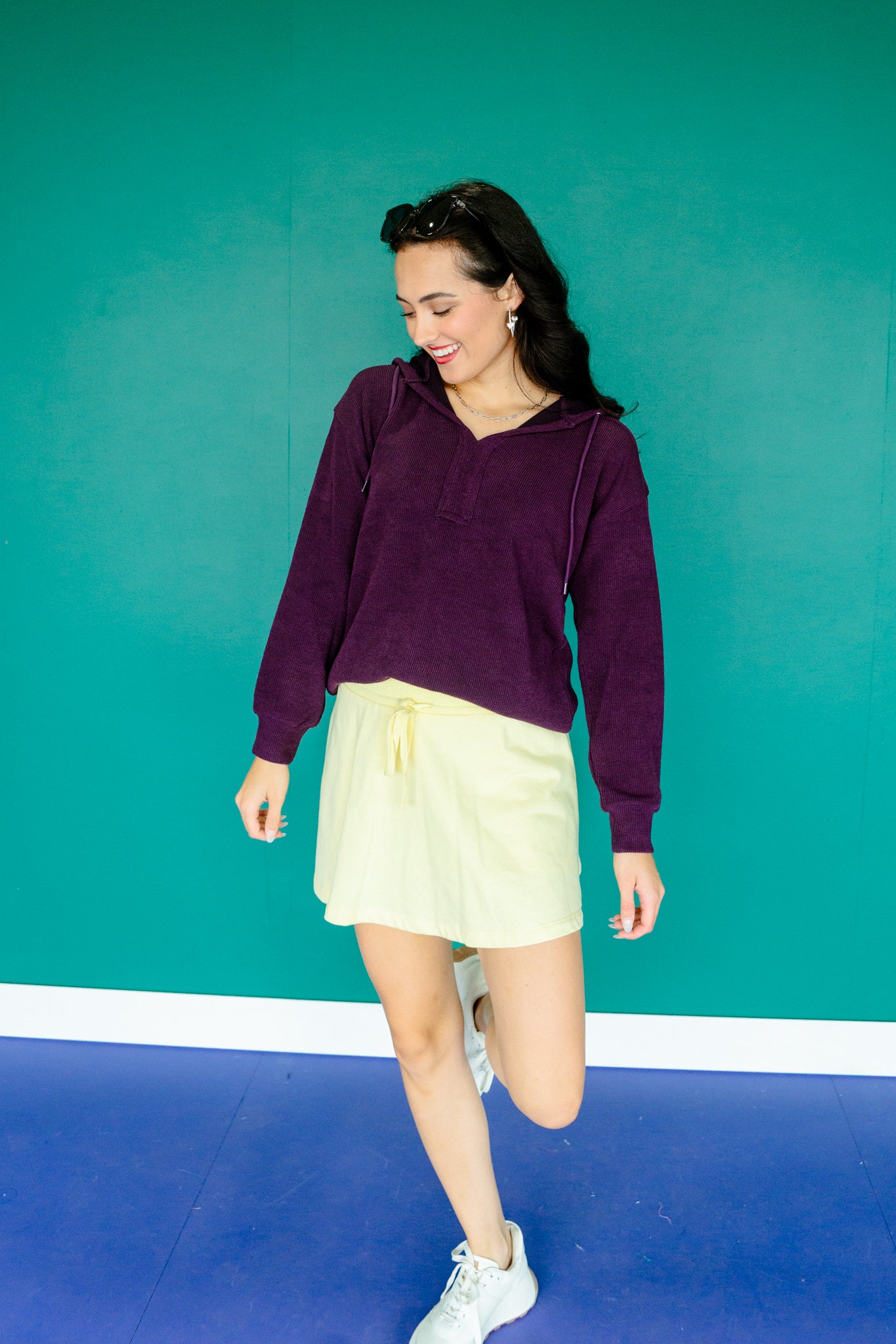 Geenie Ribbed Hooded Sweater - Damson