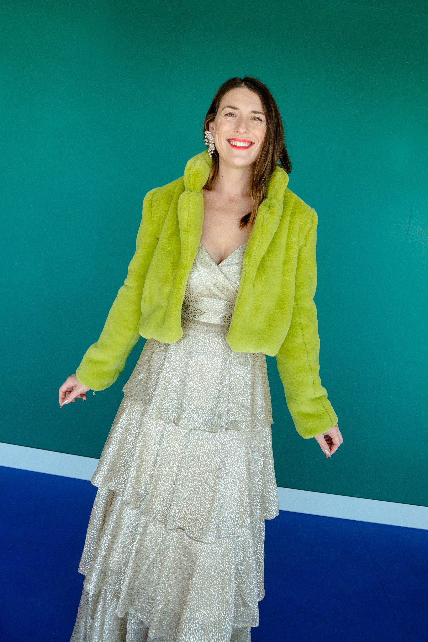 Dallas Faux Fur Jacket - Lime