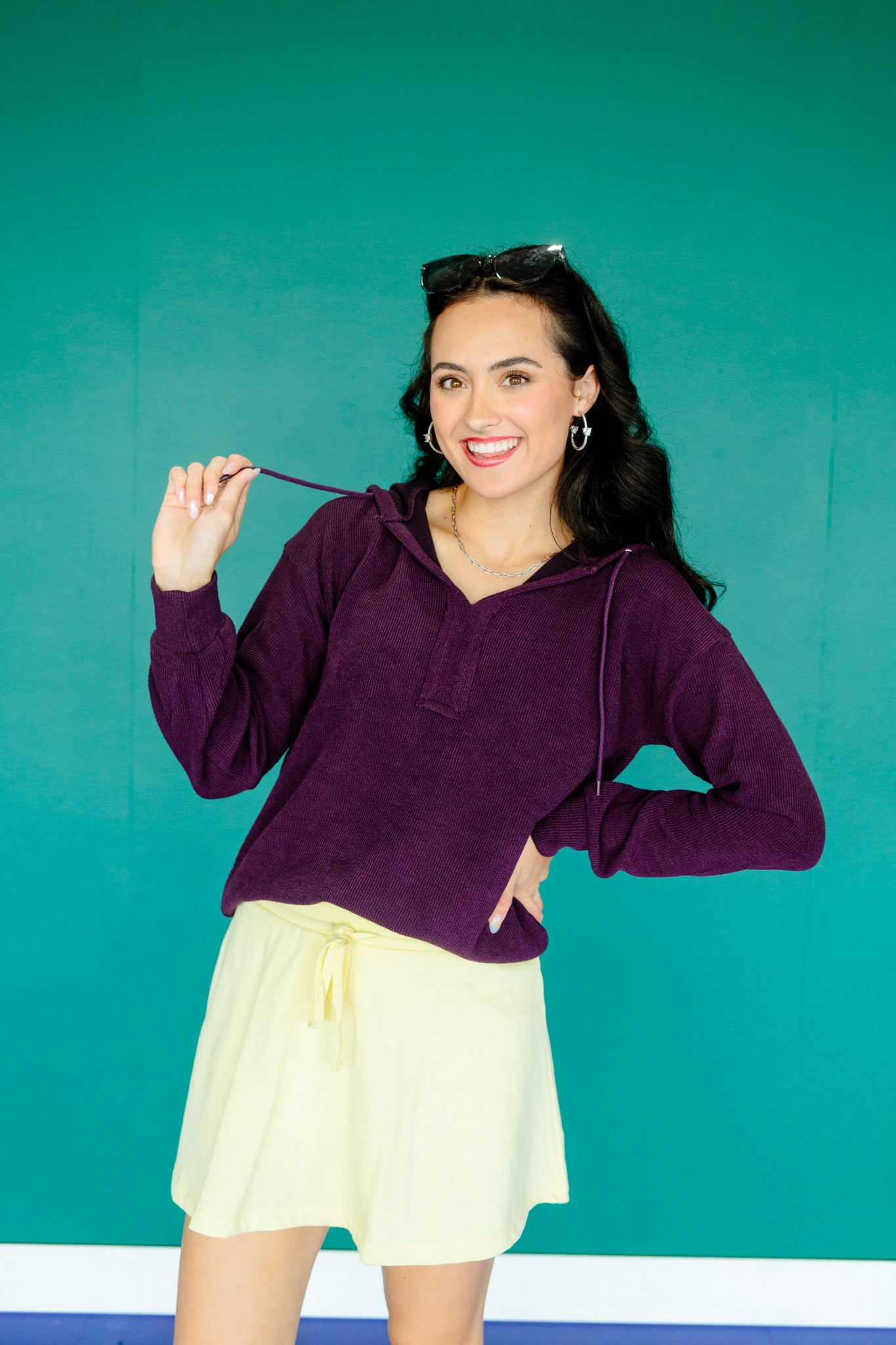 Geenie Ribbed Hooded Sweater - Damson