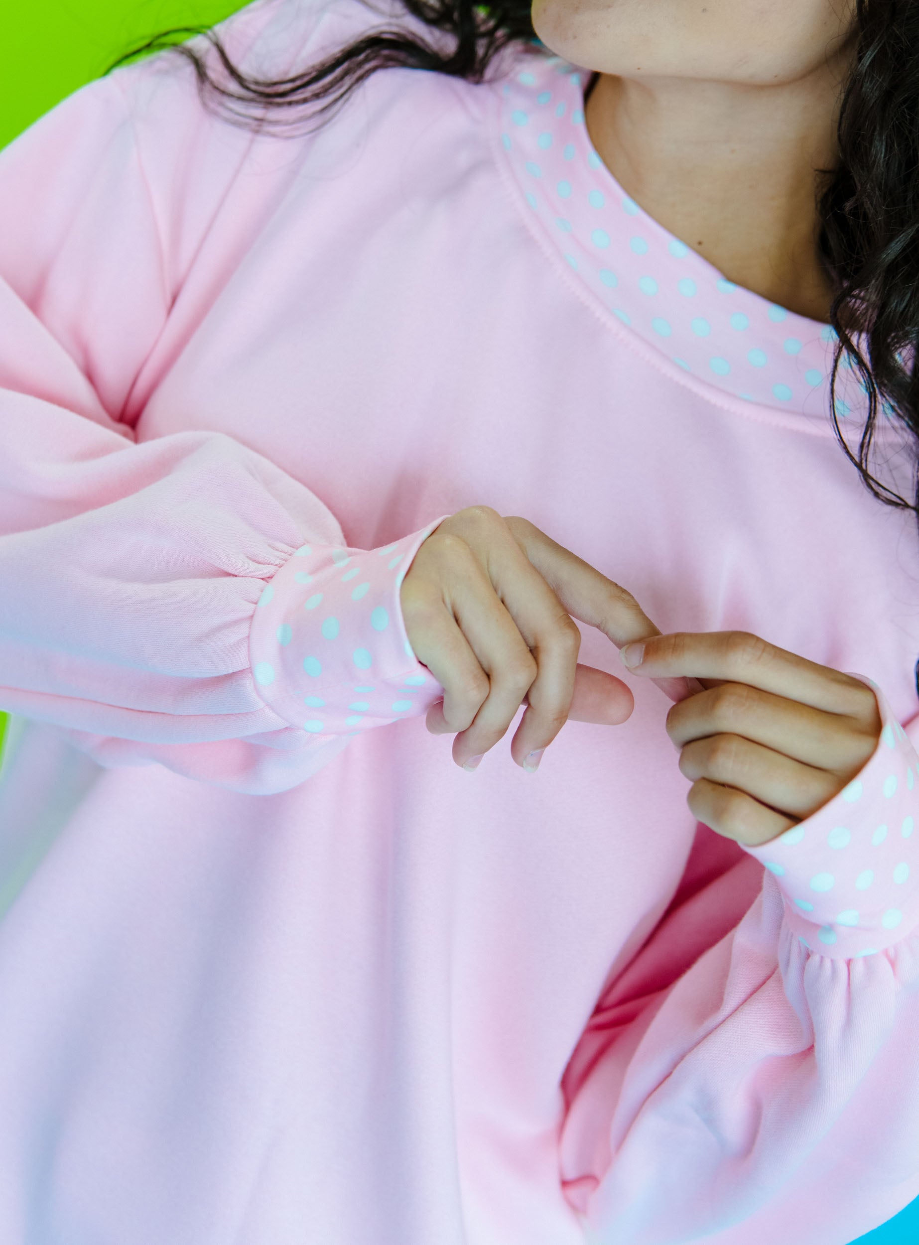 All About It Polka Dot Sweatshirt - Pastel Pink