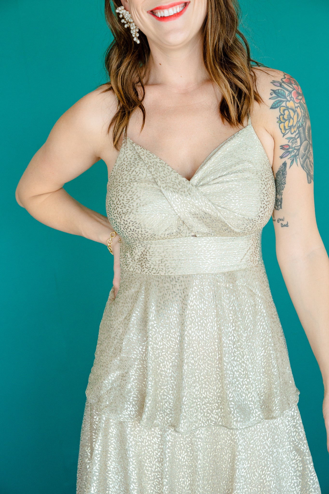 Deborah Tiered Maxi Dress - Gold