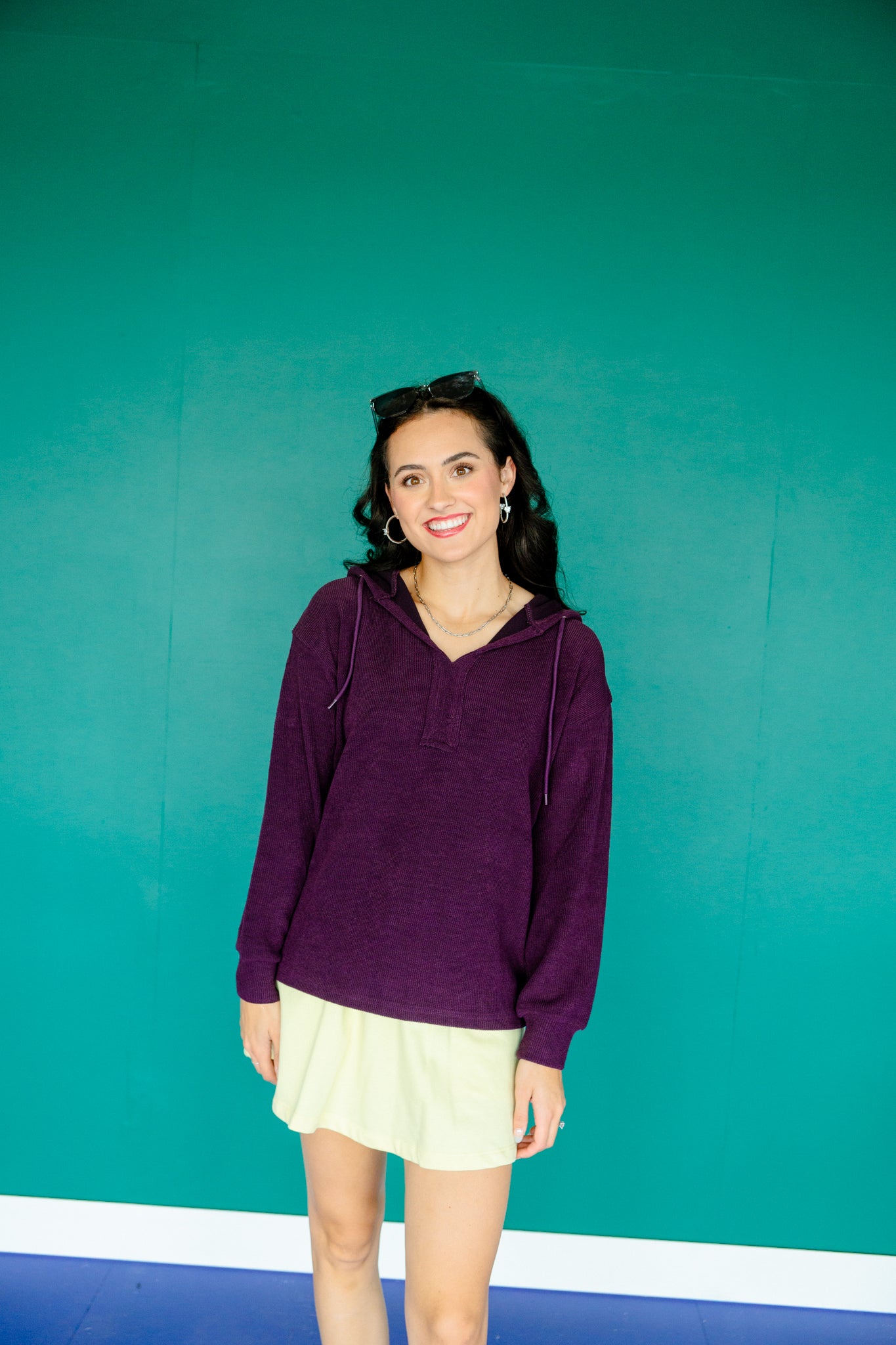 Geenie Ribbed Hooded Sweater - Damson