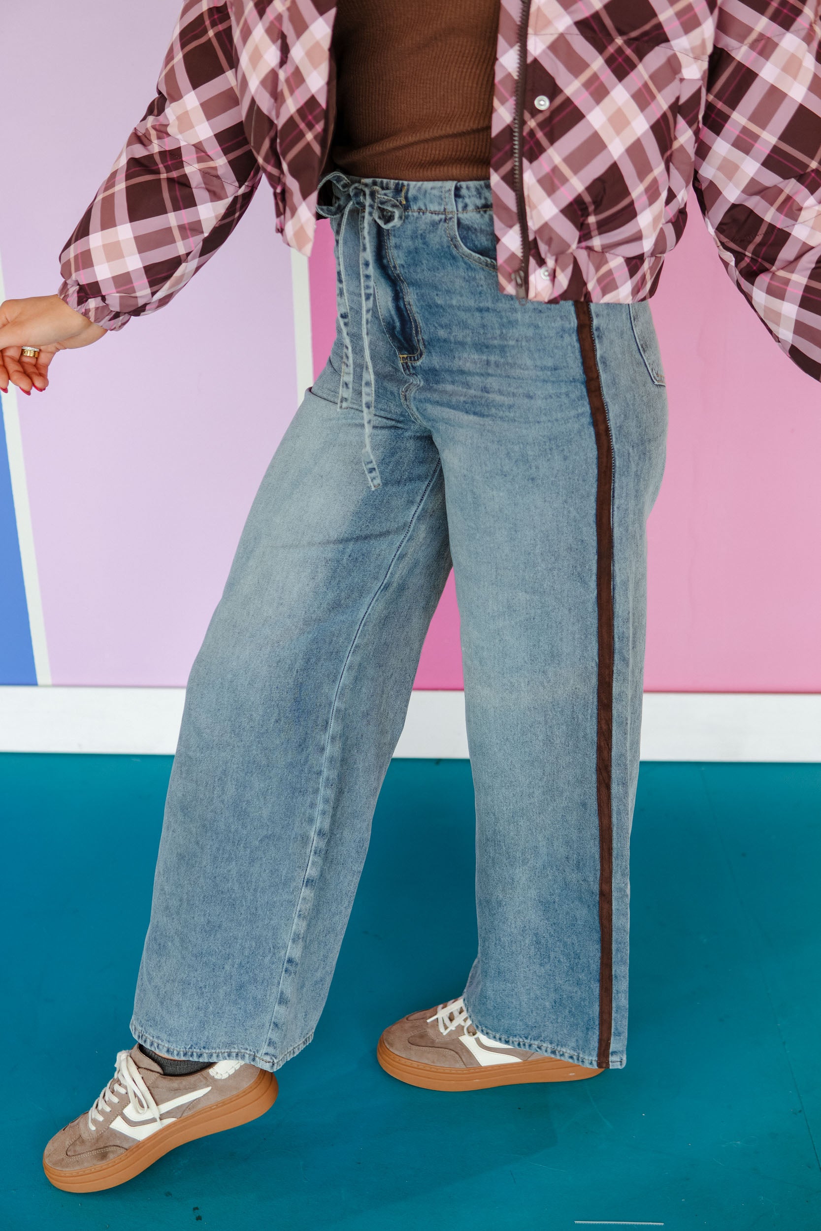Cinnamon Stick Drawstring Jeans - Warm Muted Wash