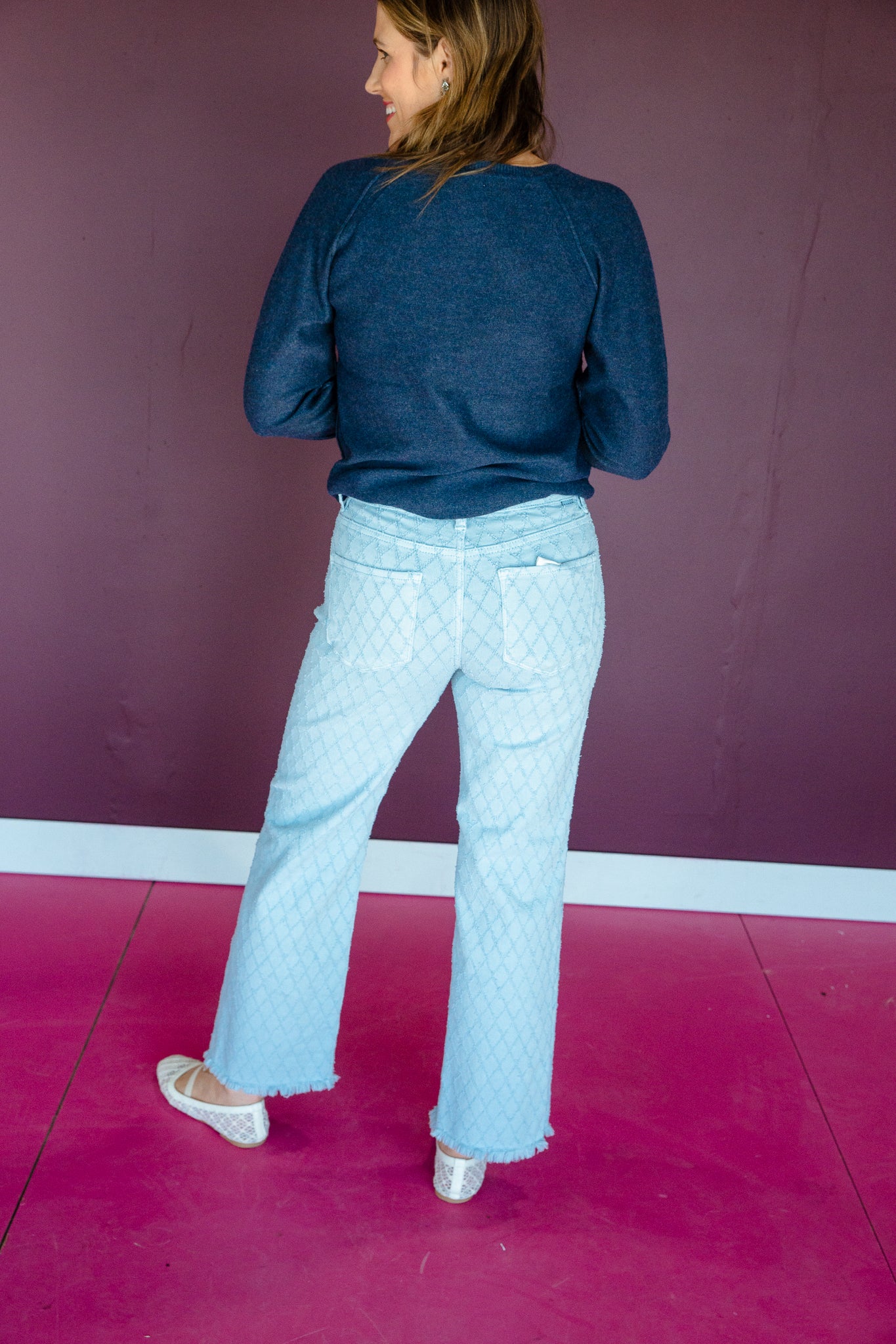 Waverly High Rise Texture Detailed Jeans - Light Wash