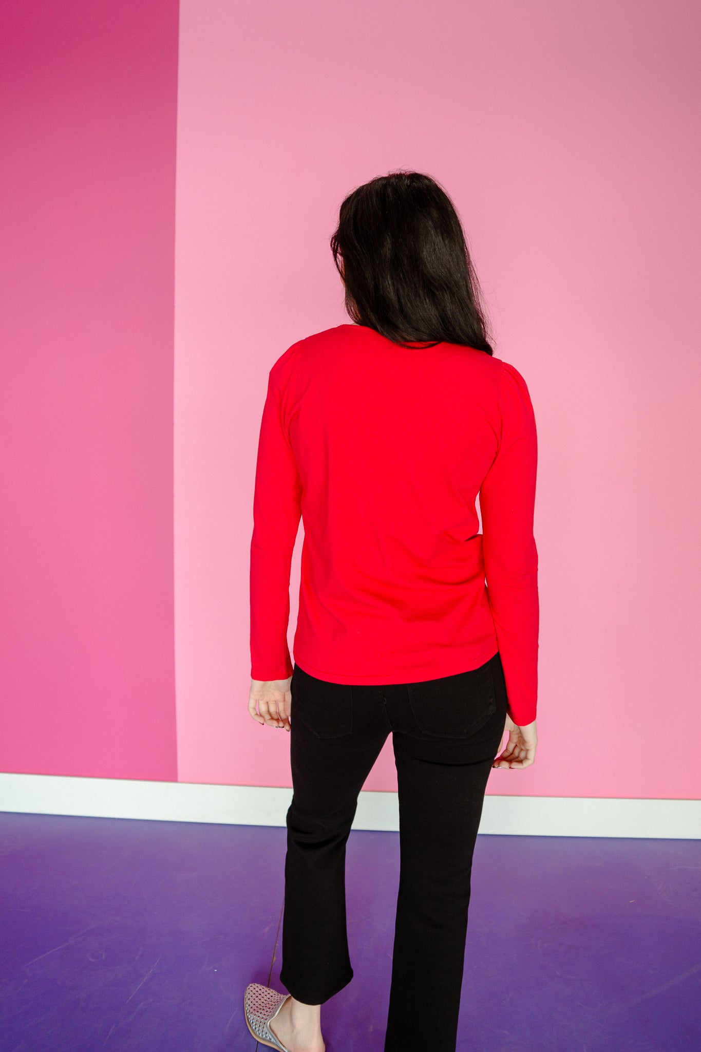 Jackie Scalloped Neck Top - True Red