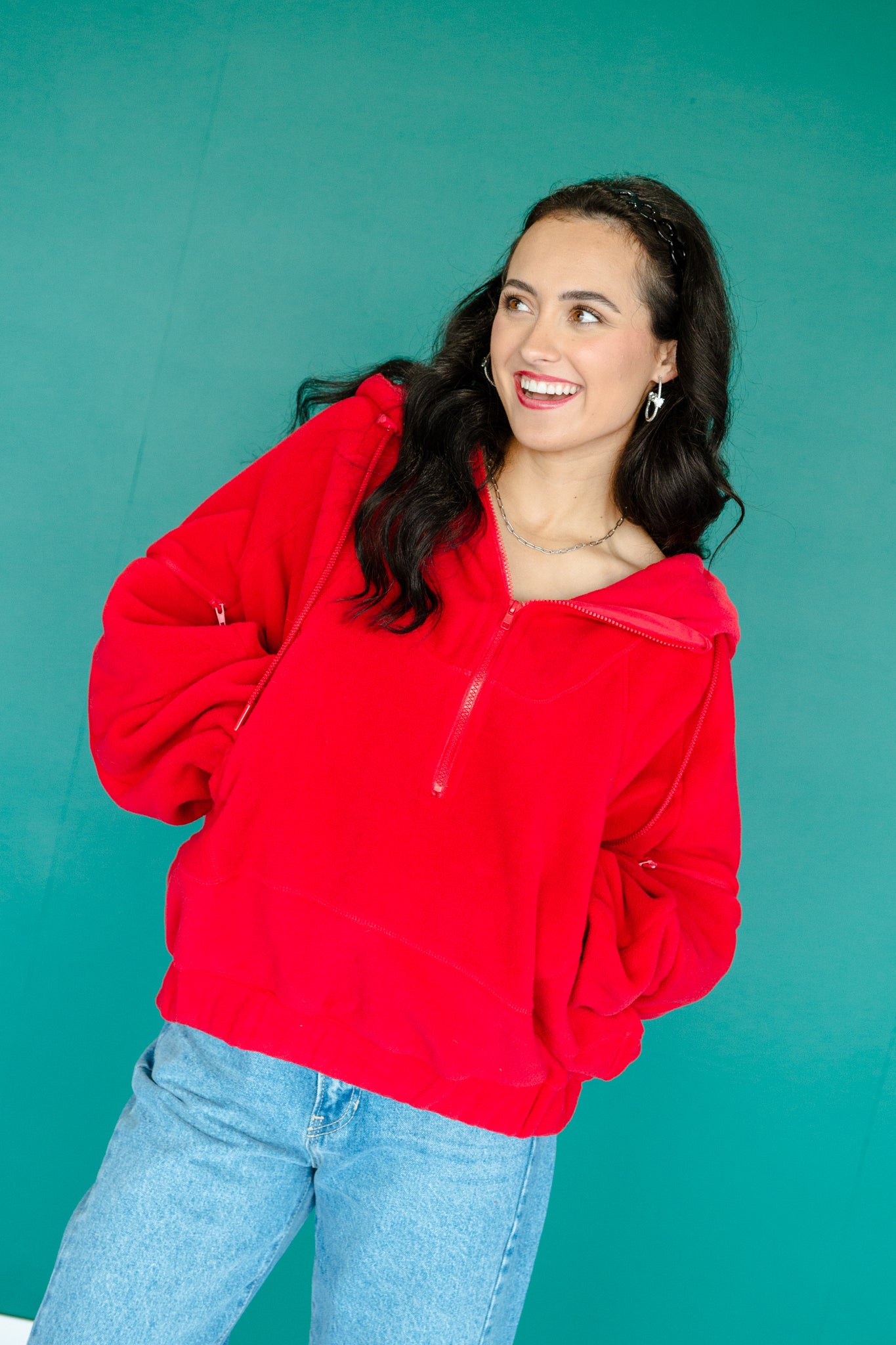 Hazel Hooded Pullover - Cool Red