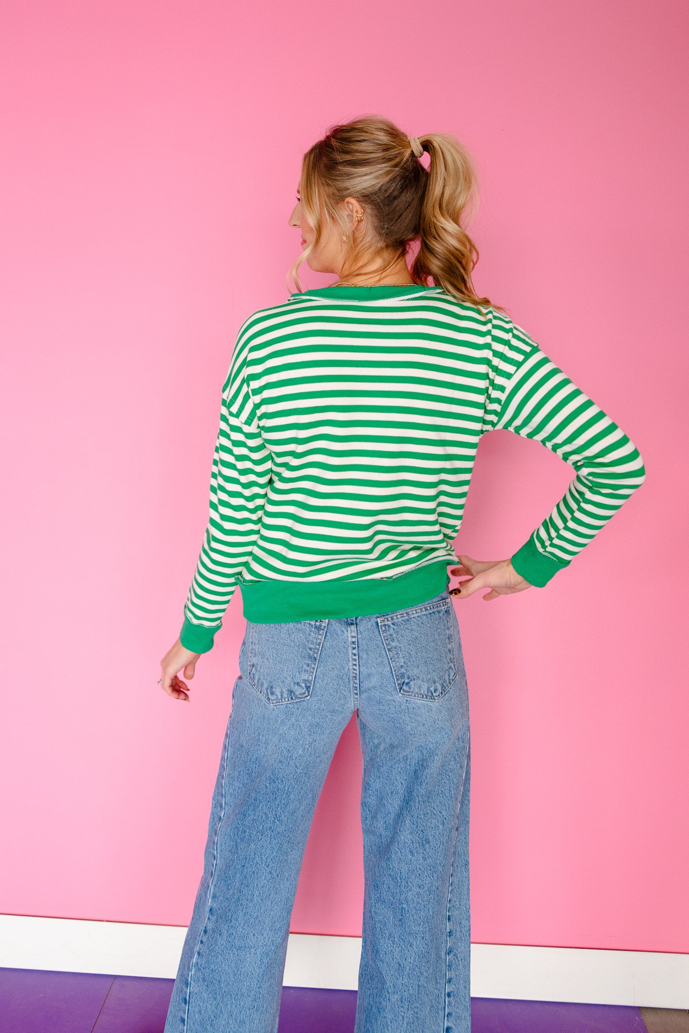 Annalise Striped Henley Pullover
