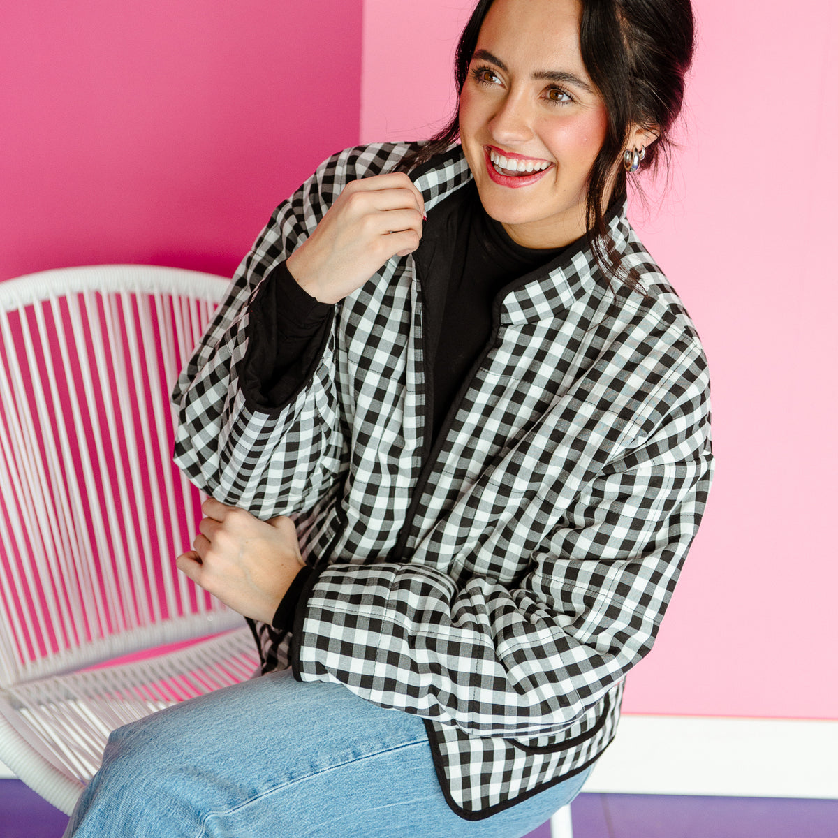 Opal Gingham Jacket - Black + White — MyEllement Boutique Opal Gingham Jacket - Black + White — MyEllement Boutique