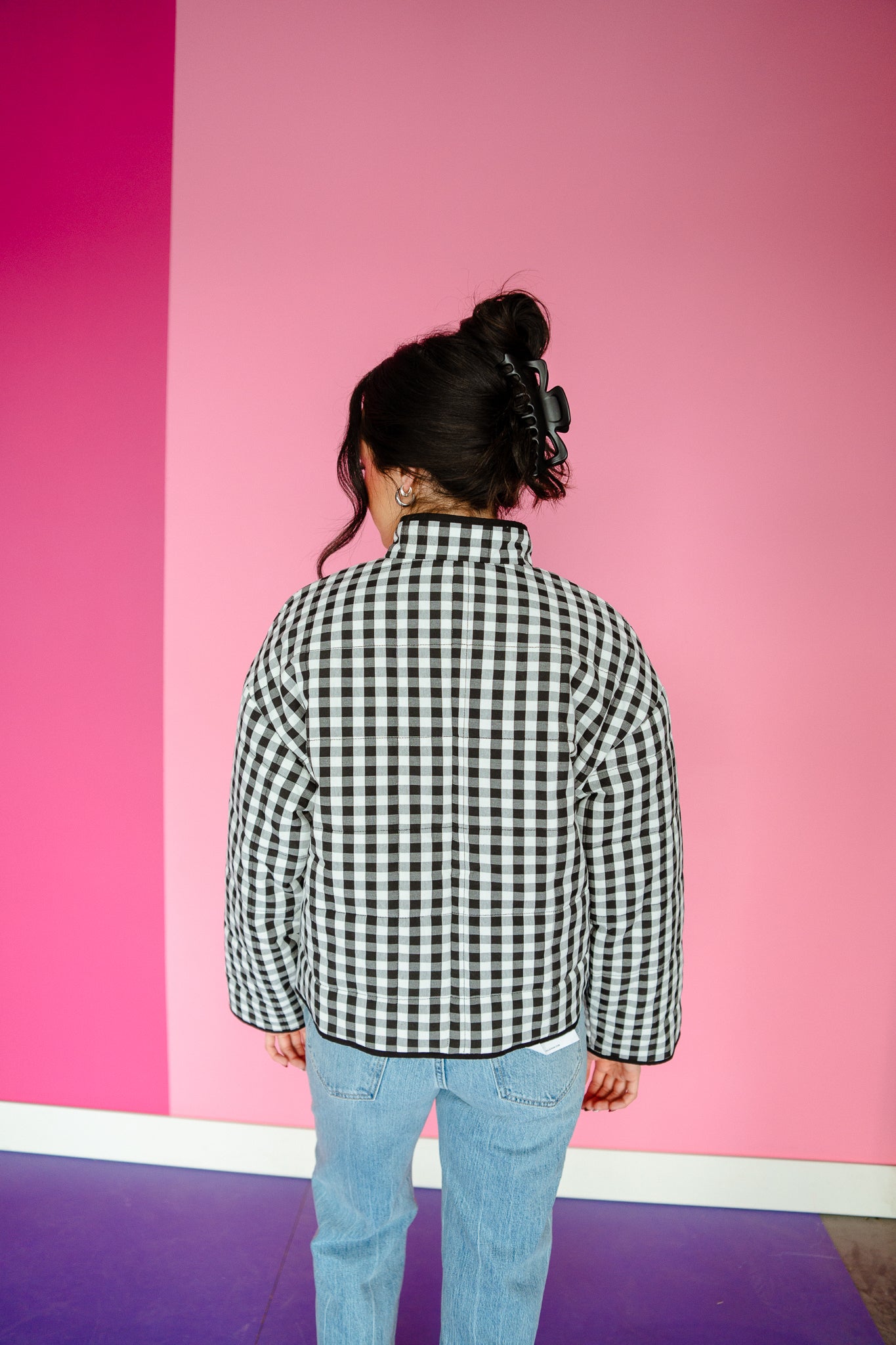 Opal Gingham Jacket - Black + White