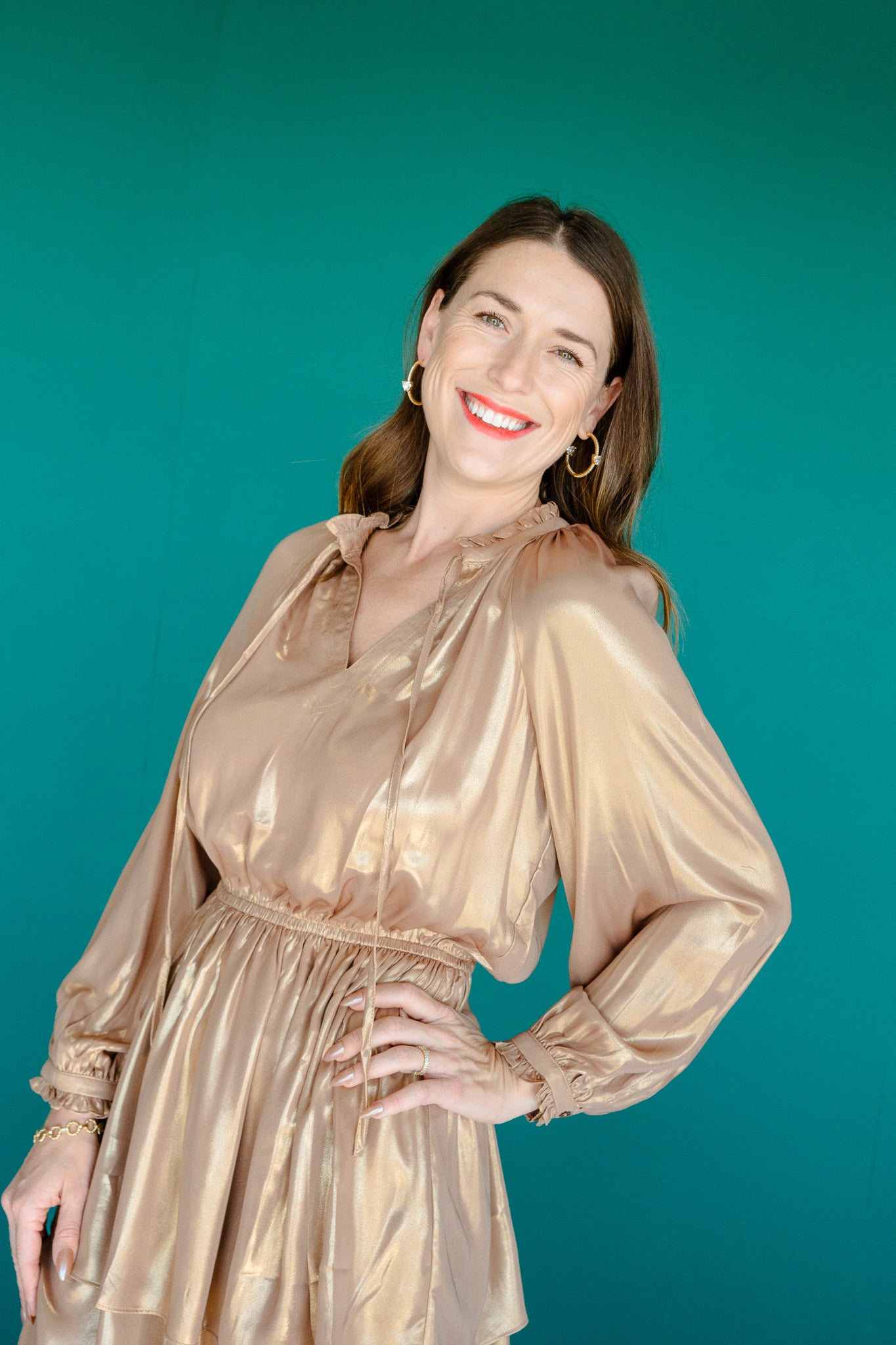 Arielle Metallic Mini Dress - Gold