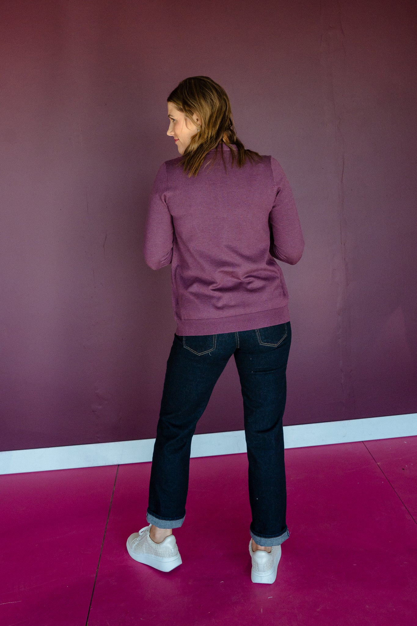 Finley Layered Cardigan - Smoked Grape + Soft White