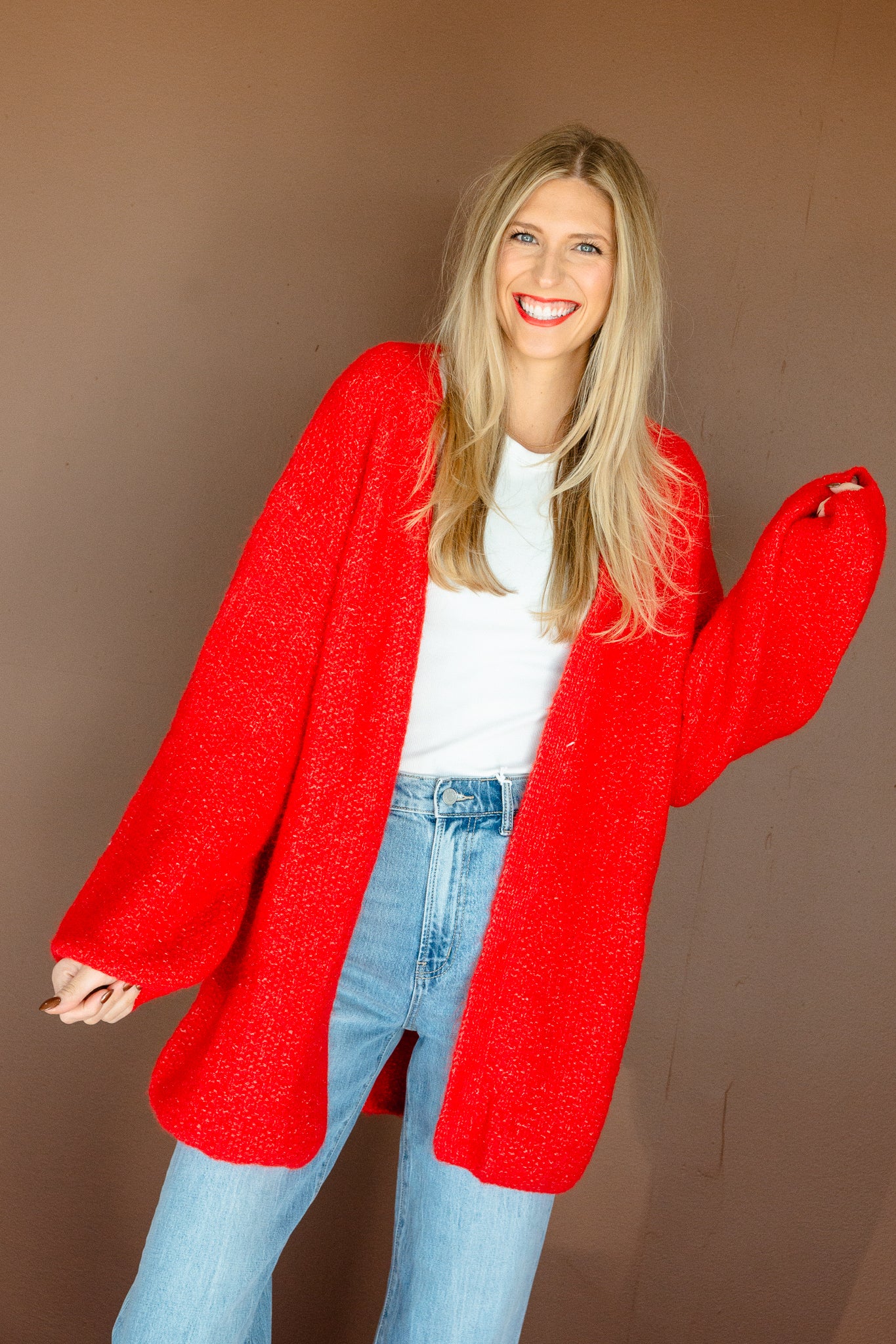 Charlie Oversized Cardigan - Warm Red