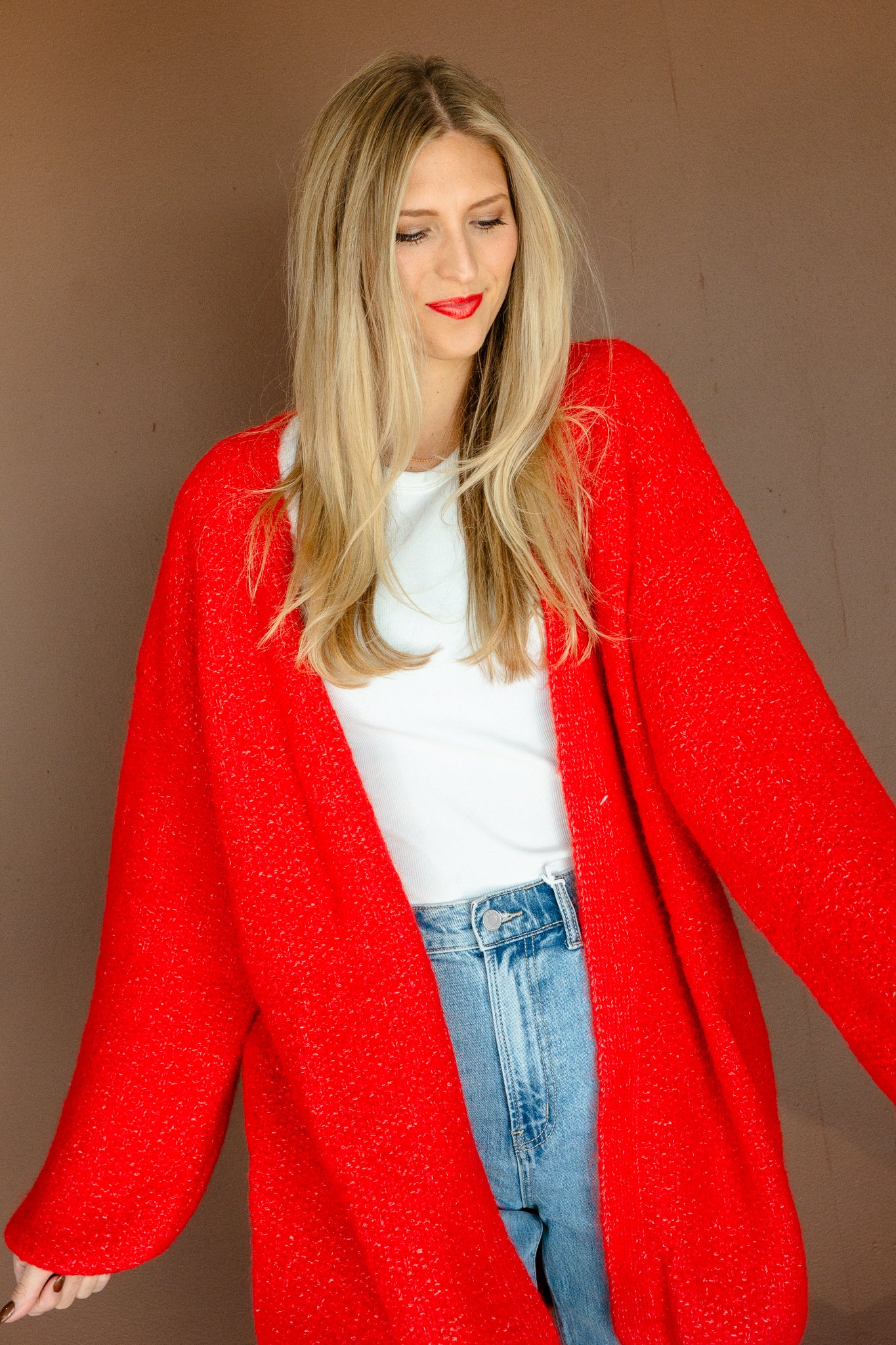 Charlie Oversized Cardigan - Warm Red