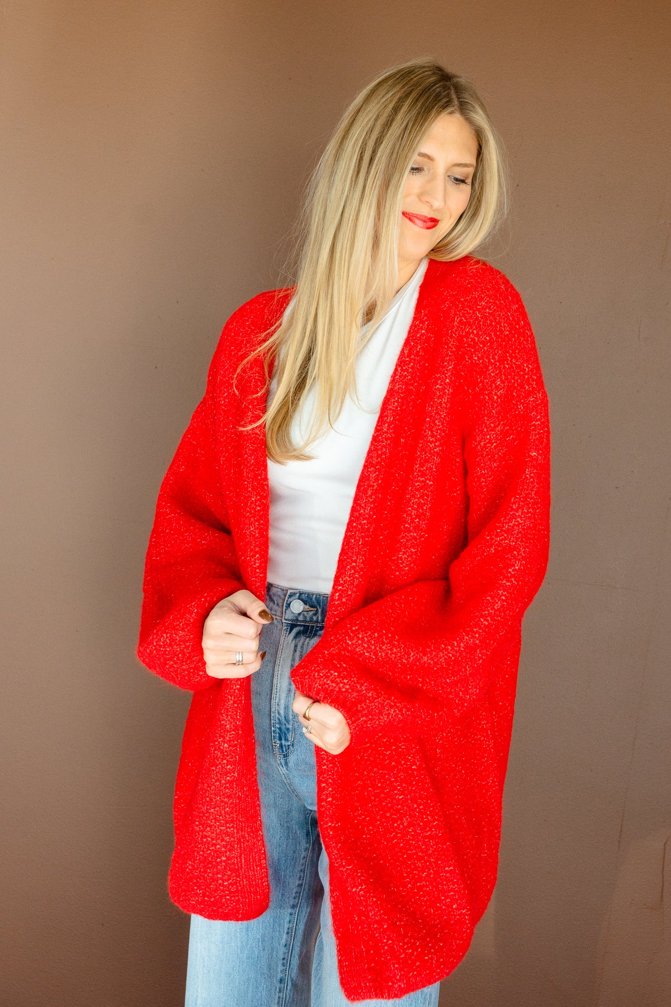 Charlie Oversized Cardigan - Warm Red