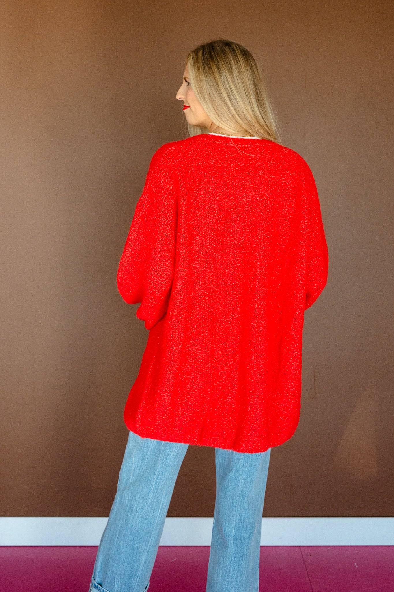 Charlie Oversized Cardigan - Warm Red
