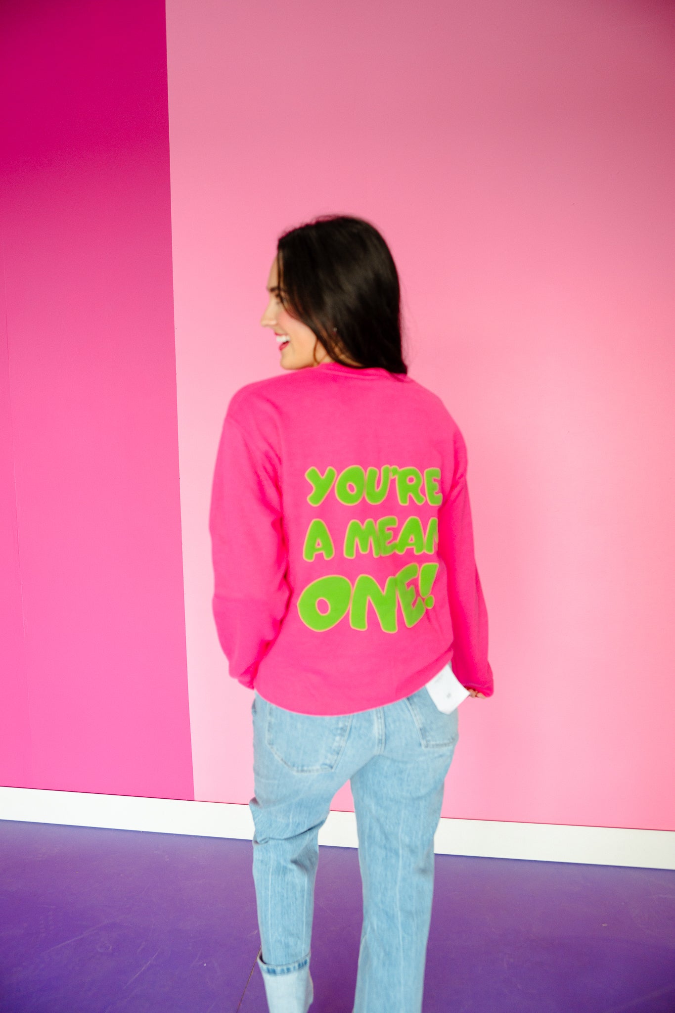 You're A Mean One Graphic Crewneck - Raspberry