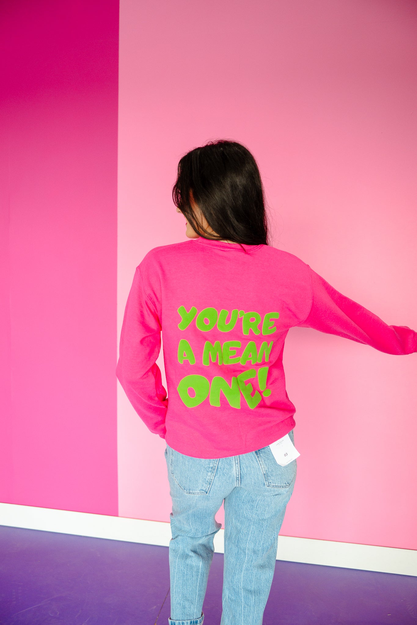 You're A Mean One Graphic Crewneck - Raspberry