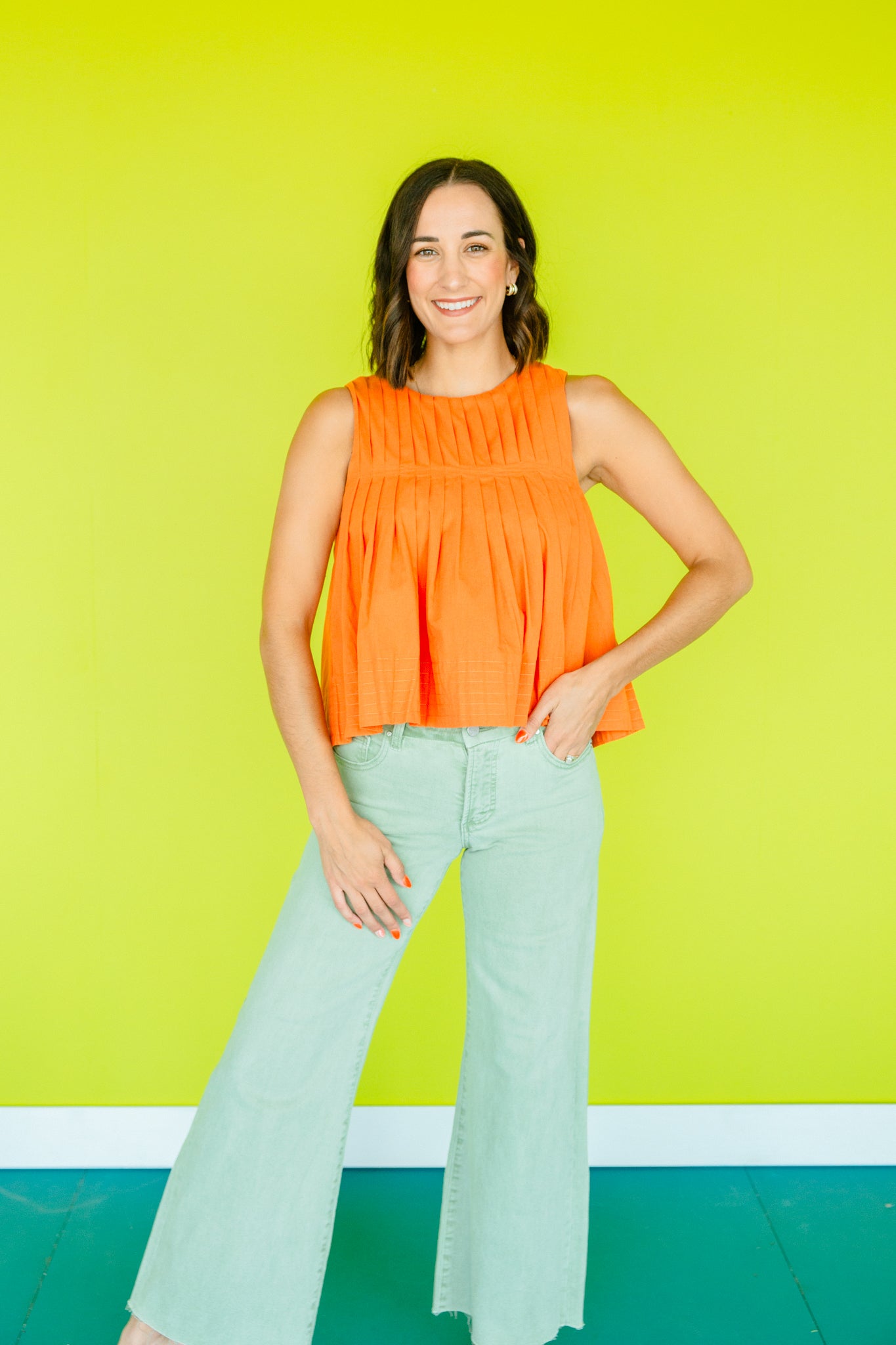 Jacie Pleated Tank - Amber