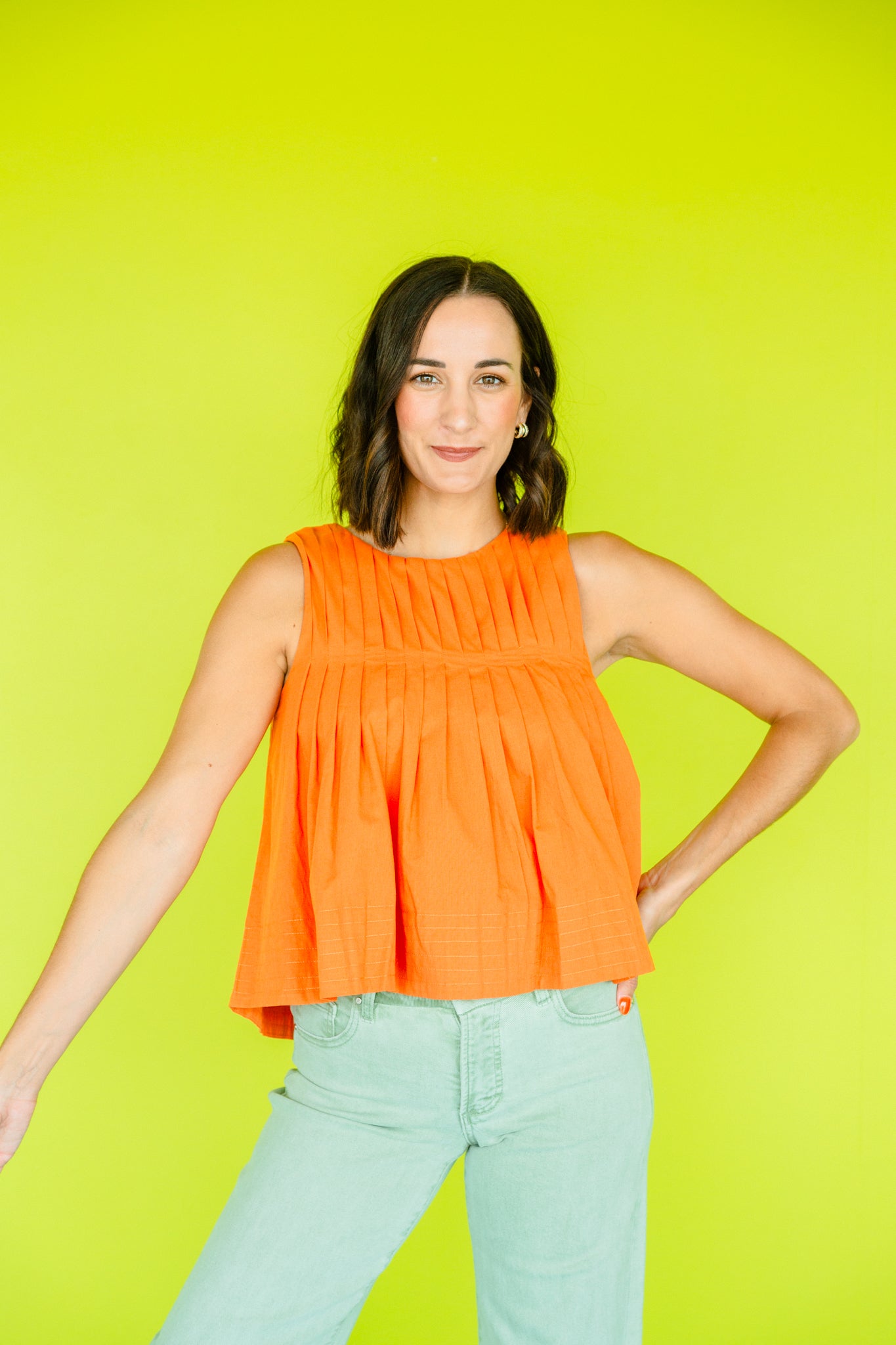 Jacie Pleated Tank - Amber