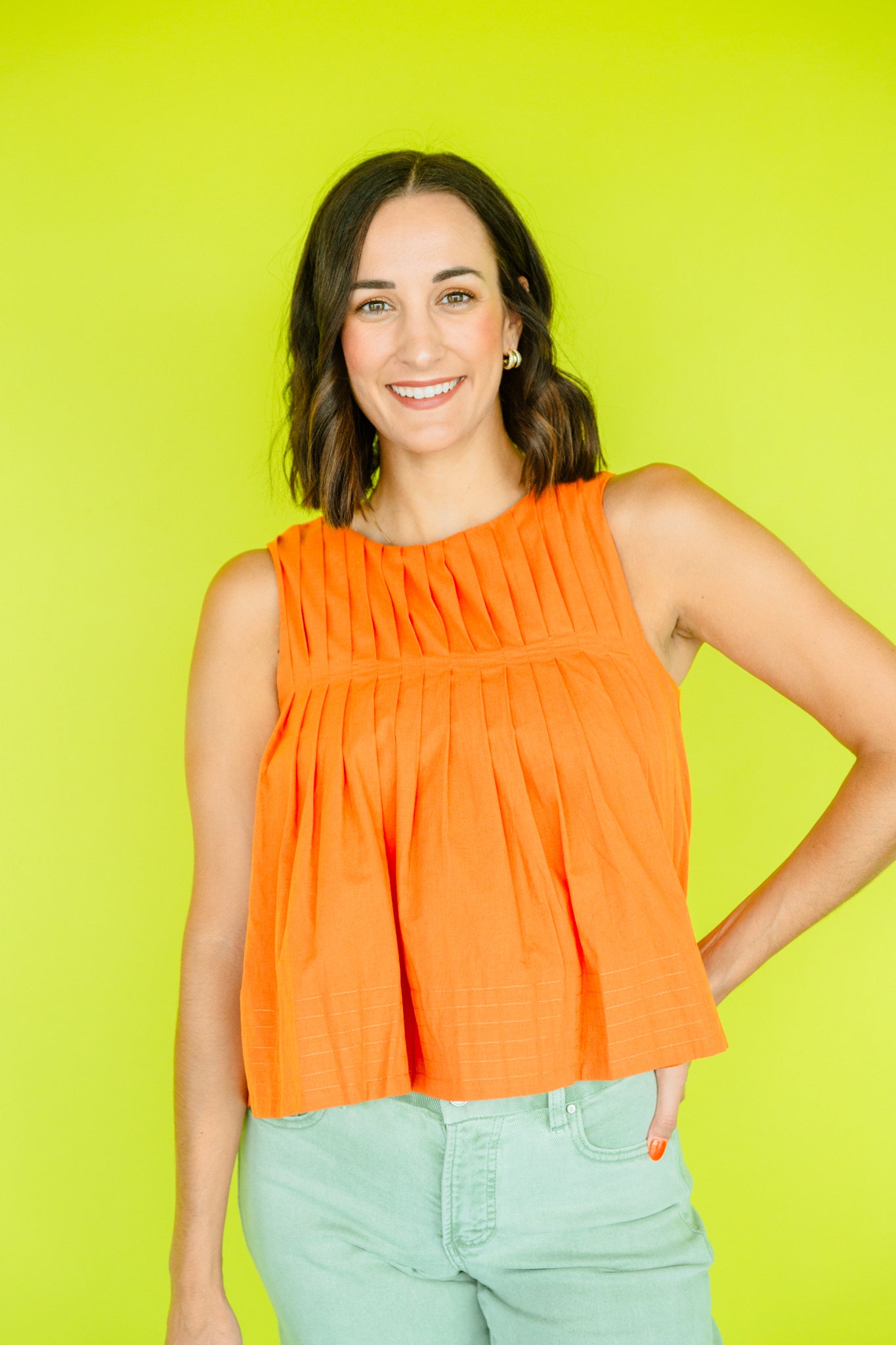 Jacie Pleated Tank - Amber