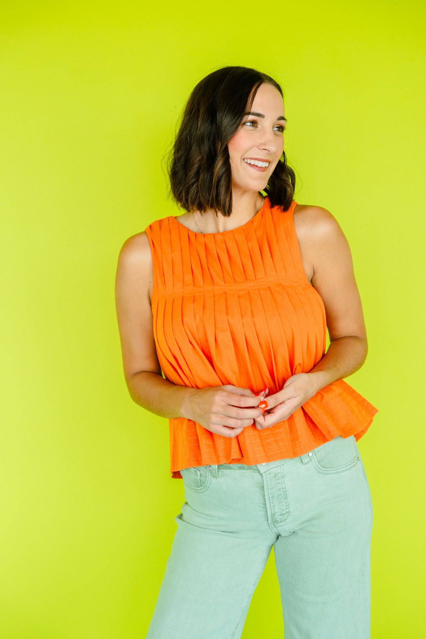 Jacie Pleated Tank - Amber