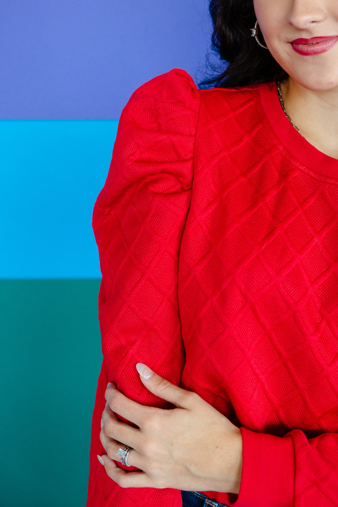 [Ellevate Basics] Phoebe Textured Puff Sleeve Top