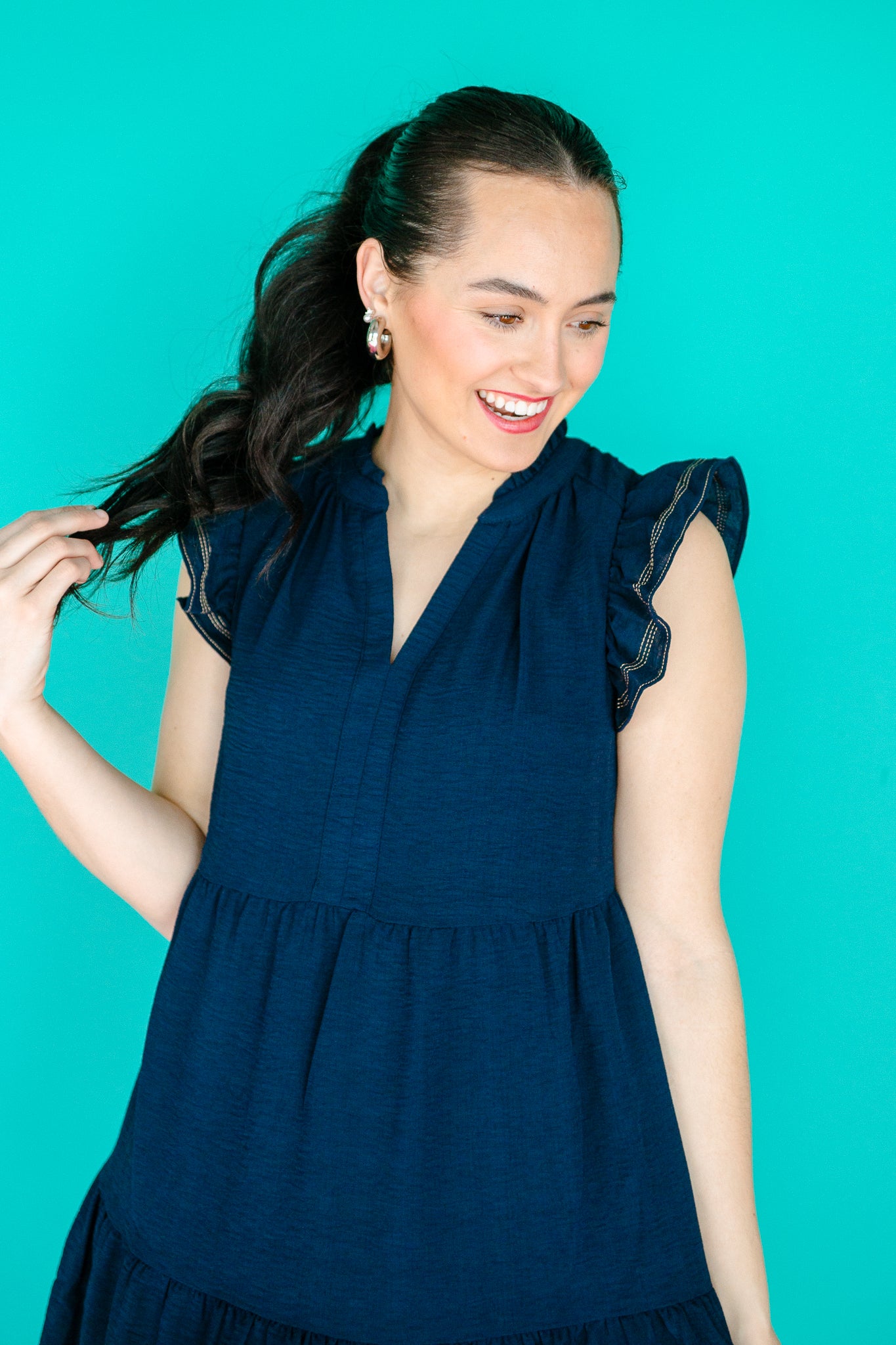 Caren Tiered Mini Dress - Dark Navy