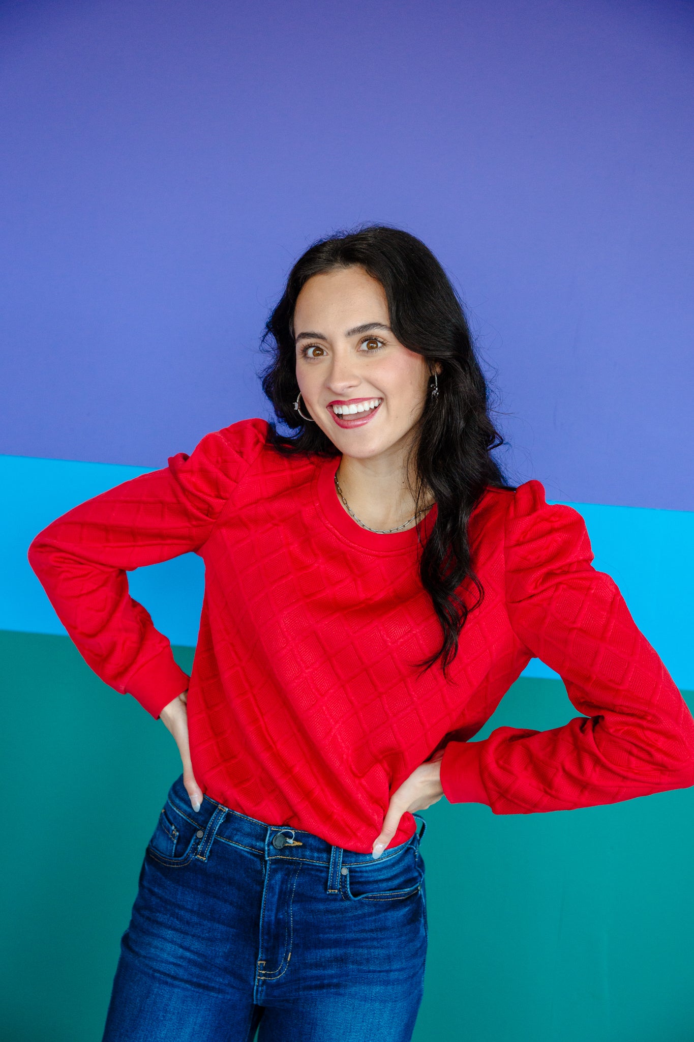 [Ellevate Basics] Phoebe Textured Puff Sleeve Top