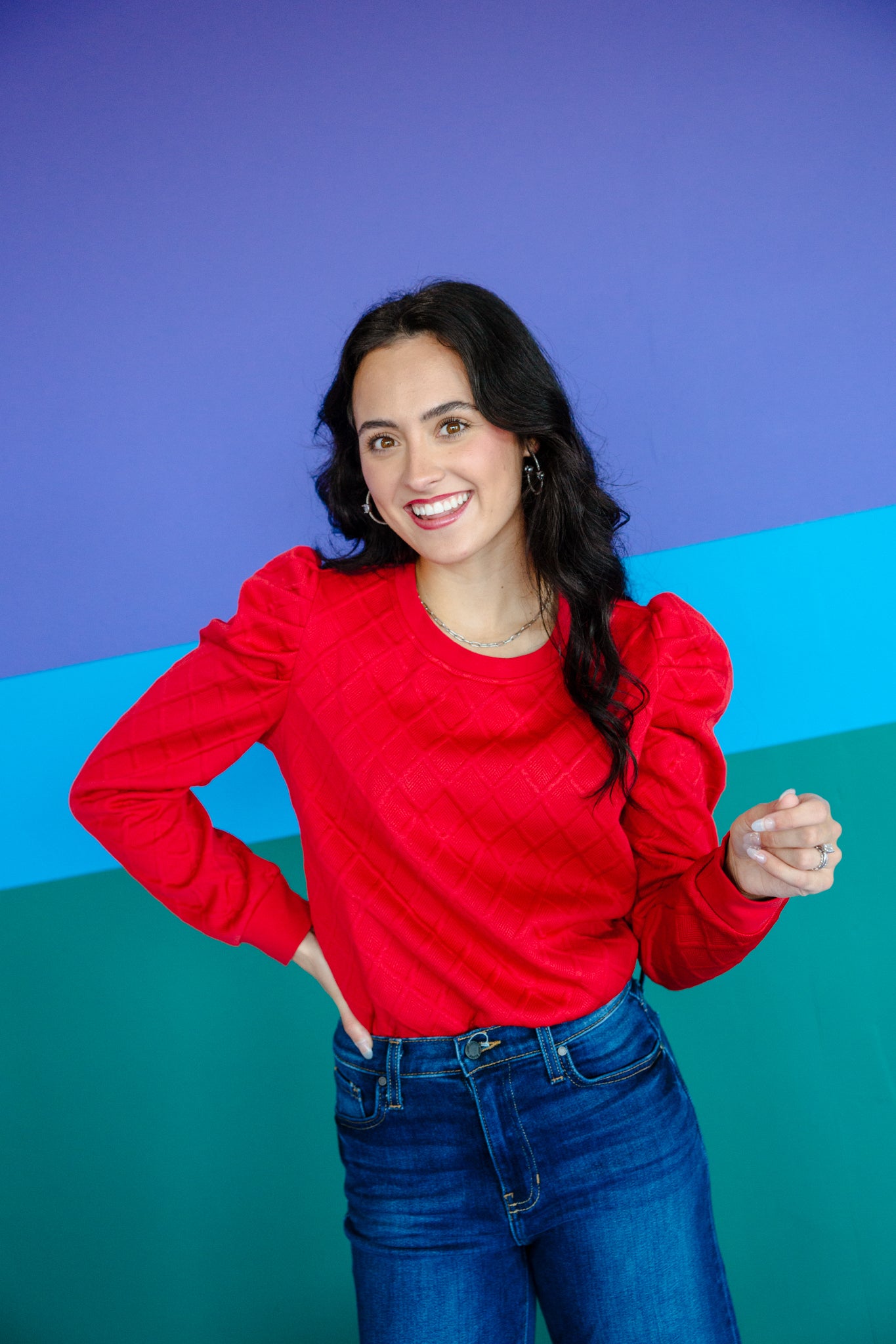 [Ellevate Basics] Phoebe Textured Puff Sleeve Top