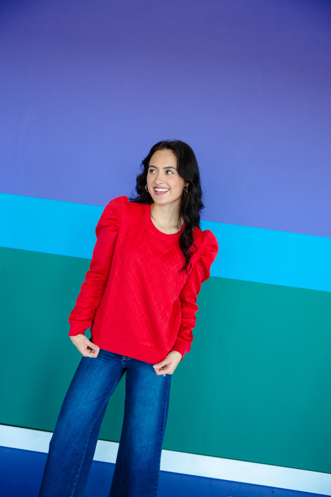 [Ellevate Basics] Phoebe Textured Puff Sleeve Top