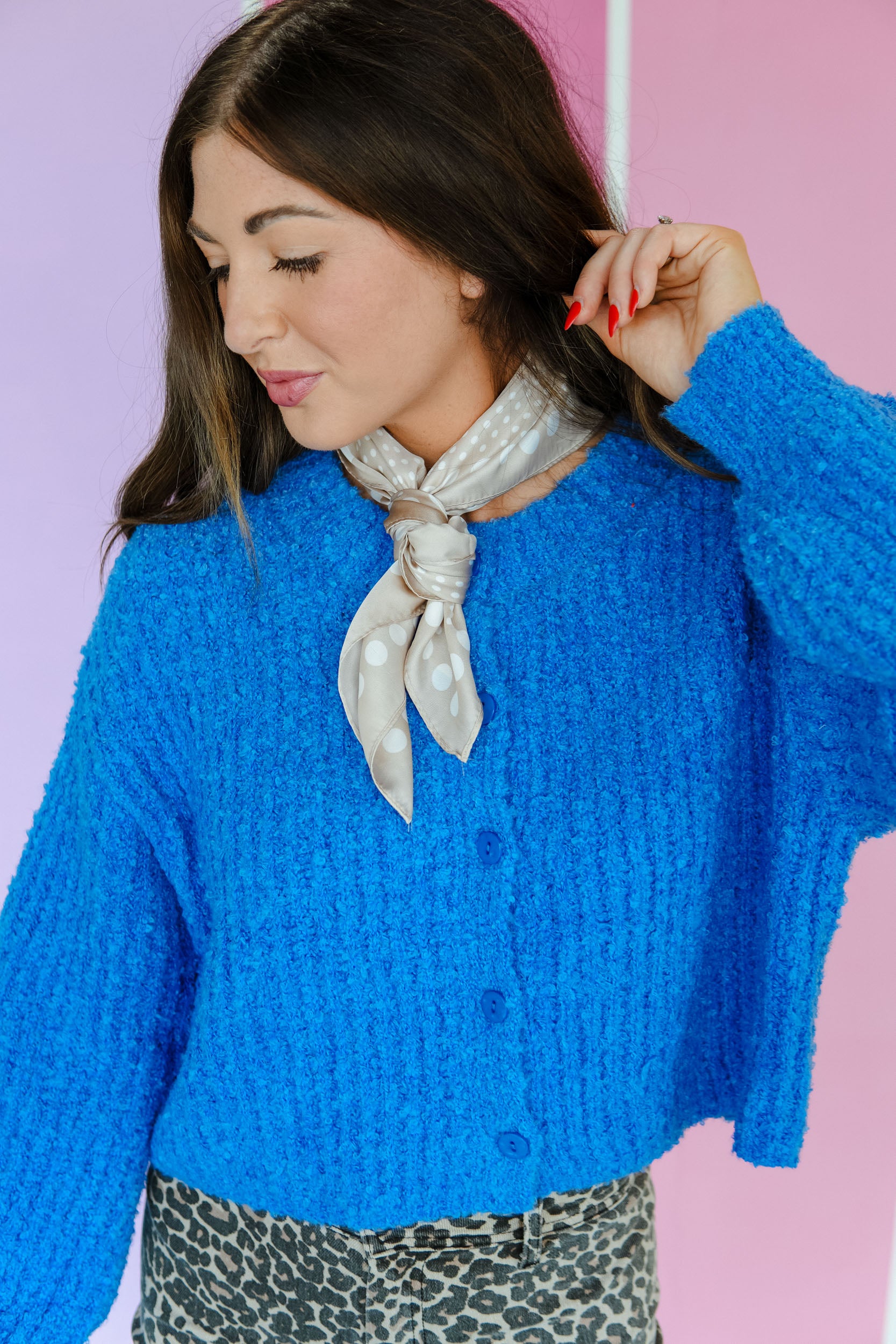 Fresh Pick Button Cardigan - Bright Blue