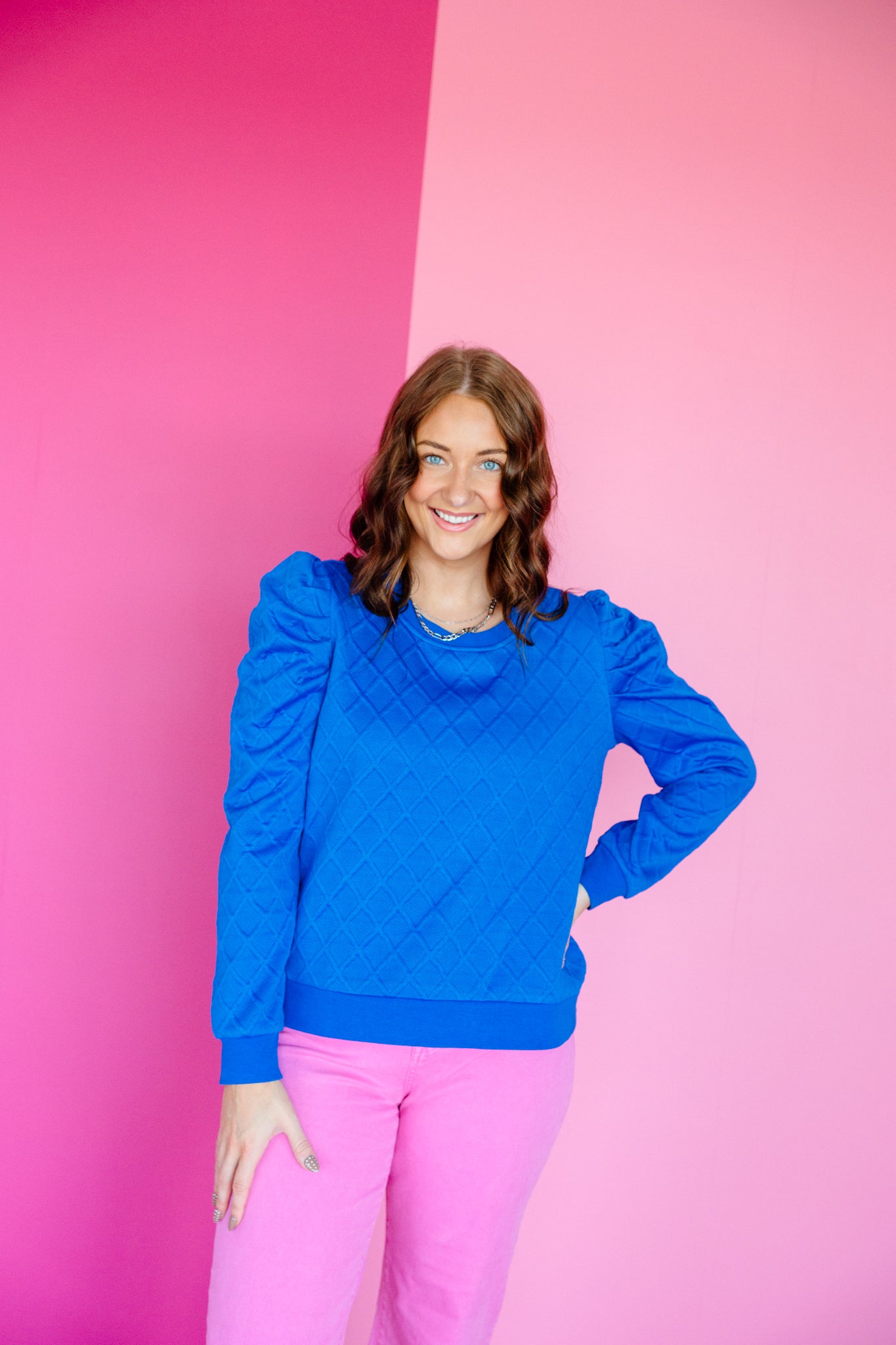 [Ellevate Basics] Phoebe Textured Puff Sleeve Top