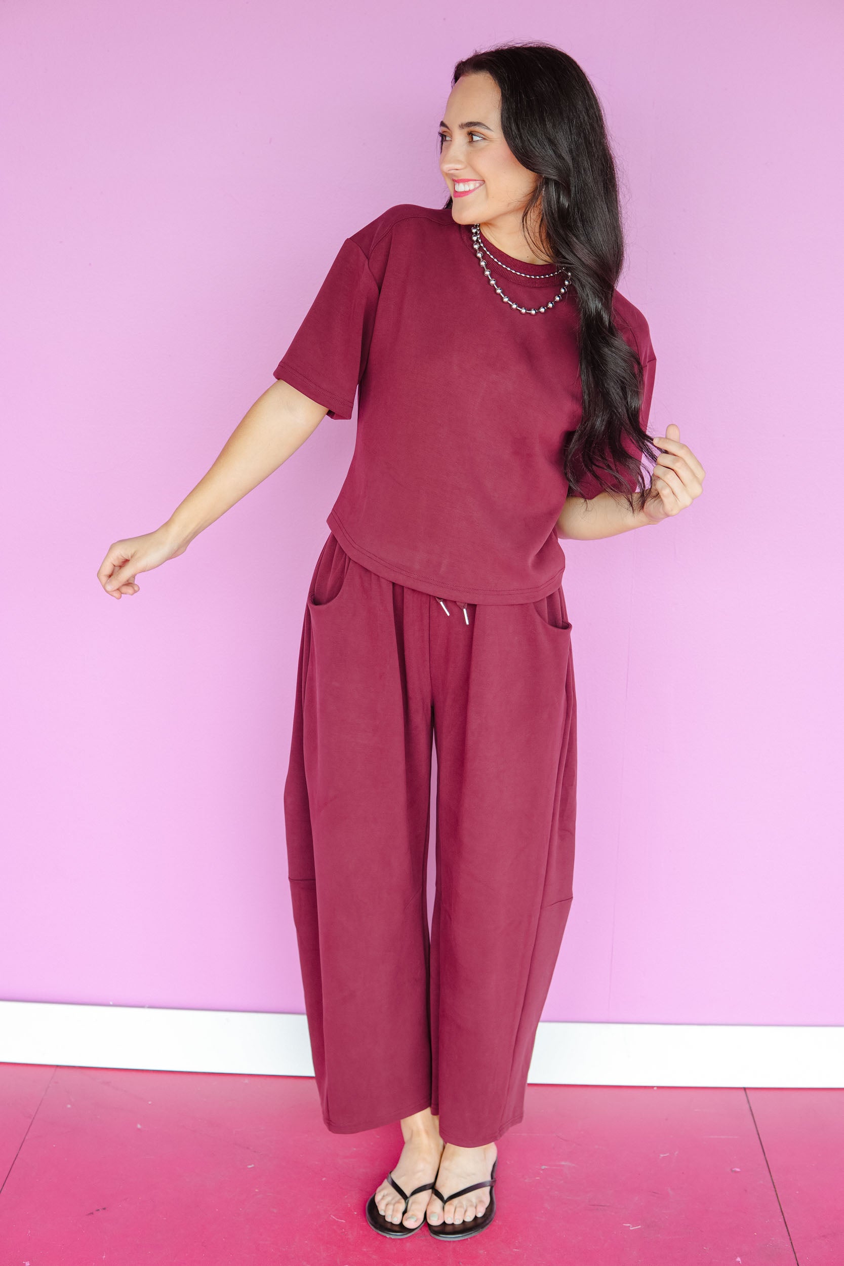 Gemma Scuba Pant - Burgundy