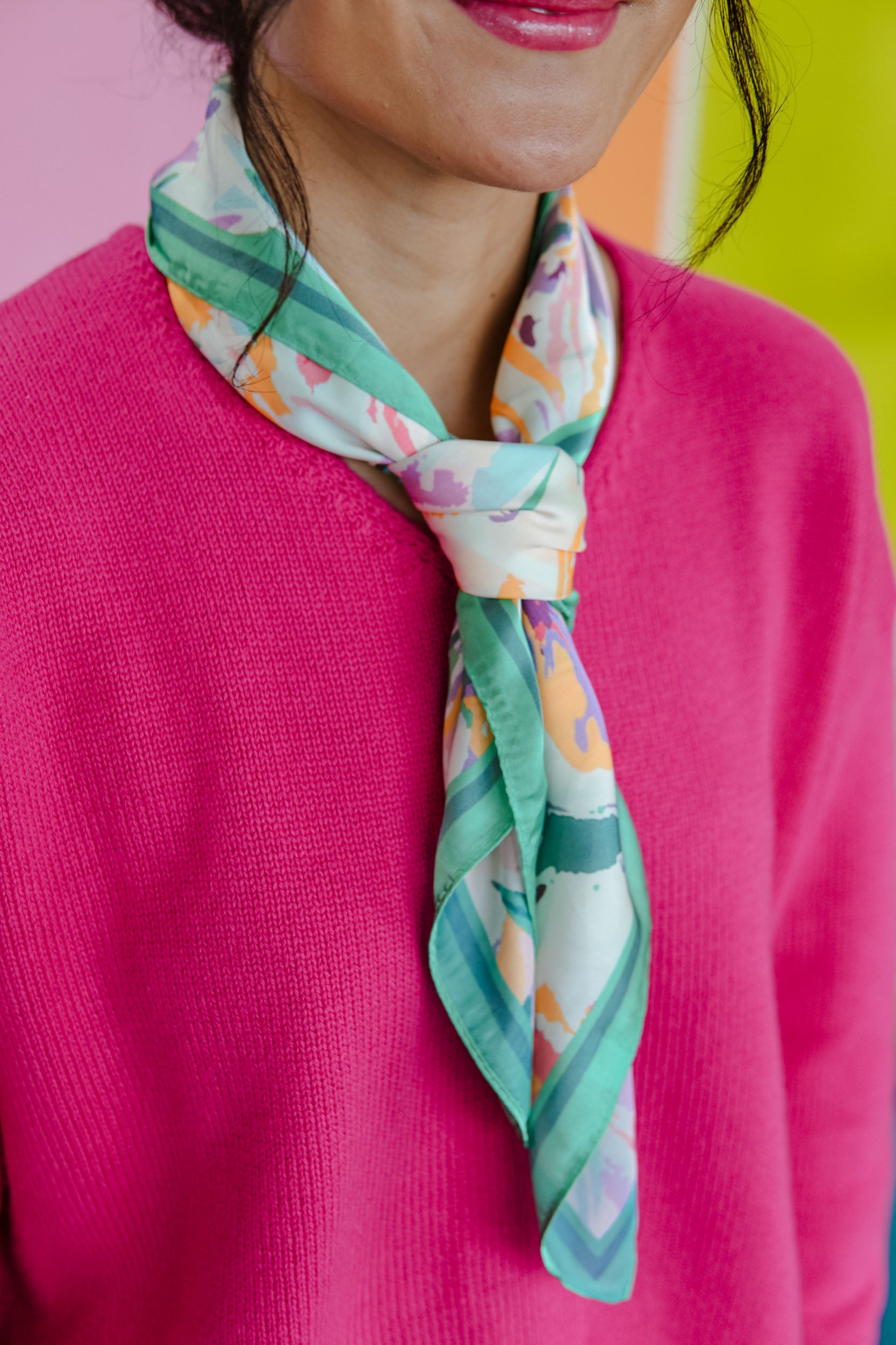 Wild Thing Floral Scarf - Bright Green Multi