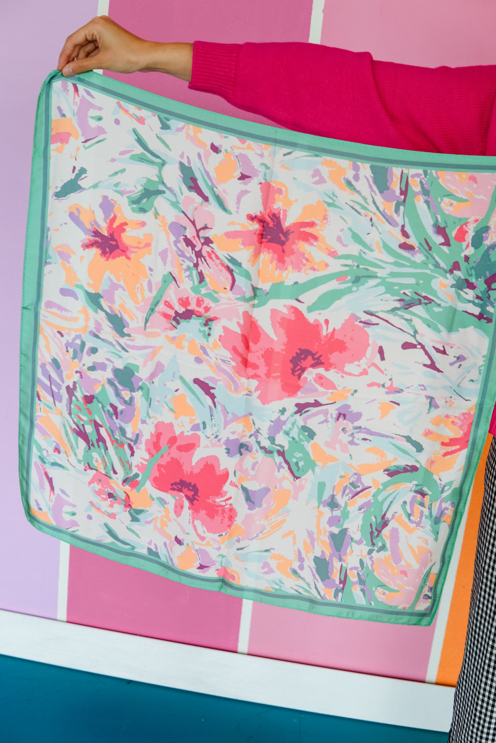 Wild Thing Floral Scarf - Bright Green Multi